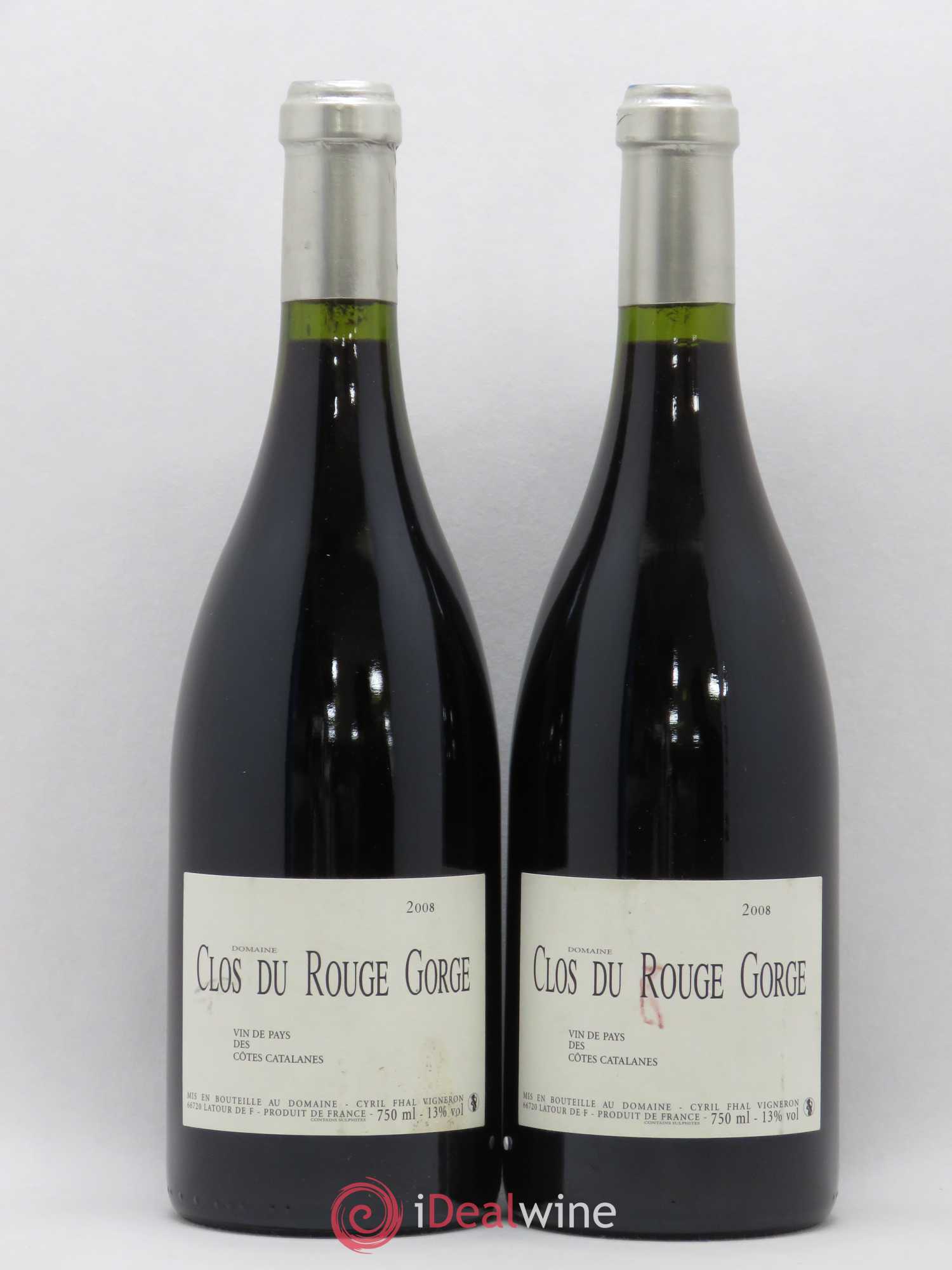 Côtes Catalanes Clos du Rouge Gorge Vieilles Vignes Cyril Fhal 2008 - Lot de 2 bouteilles - 0