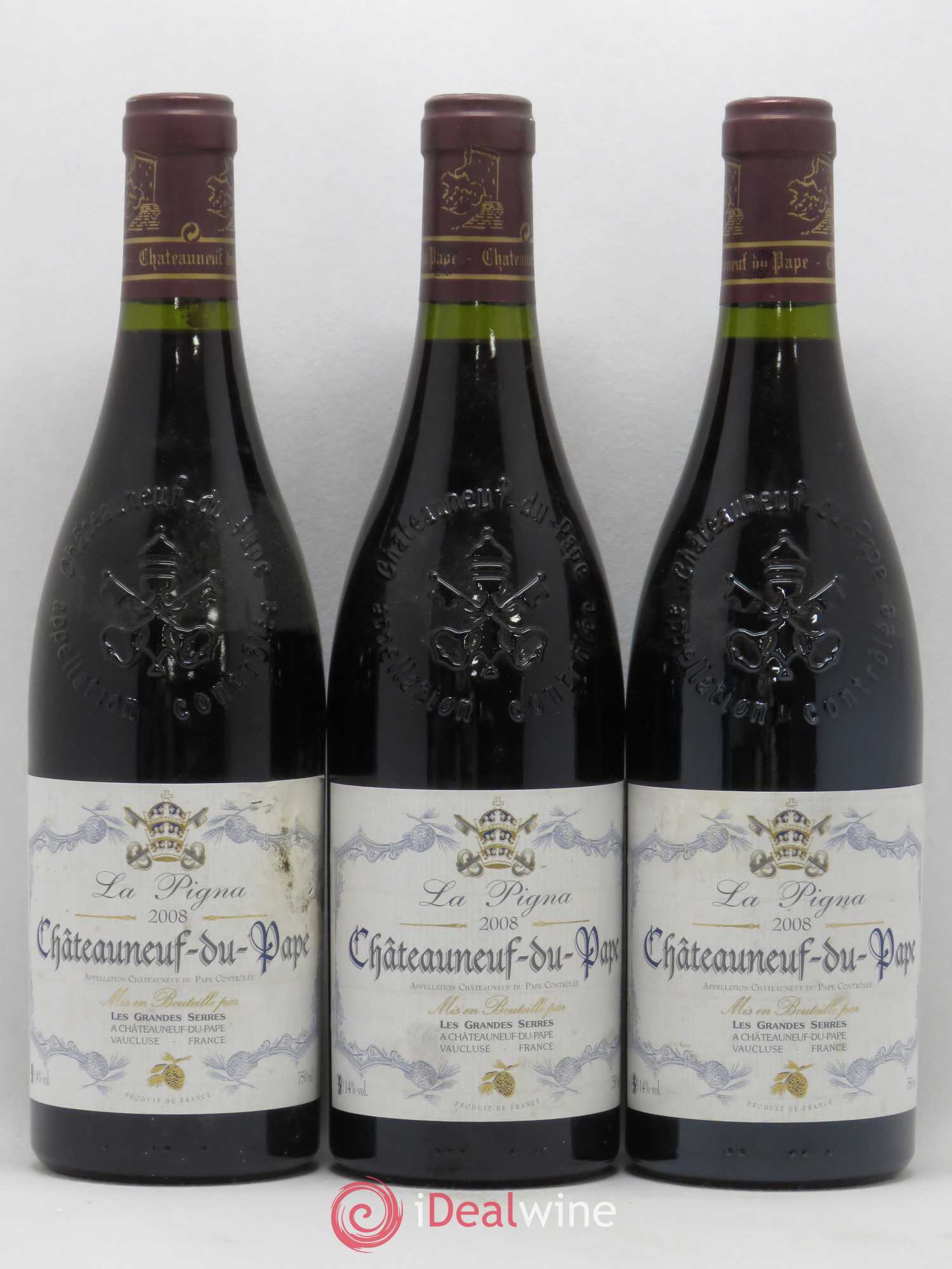 Châteauneuf-du-Pape La Pigna Les grandes Serres 2008 - Posten von 3 Flaschen - 0