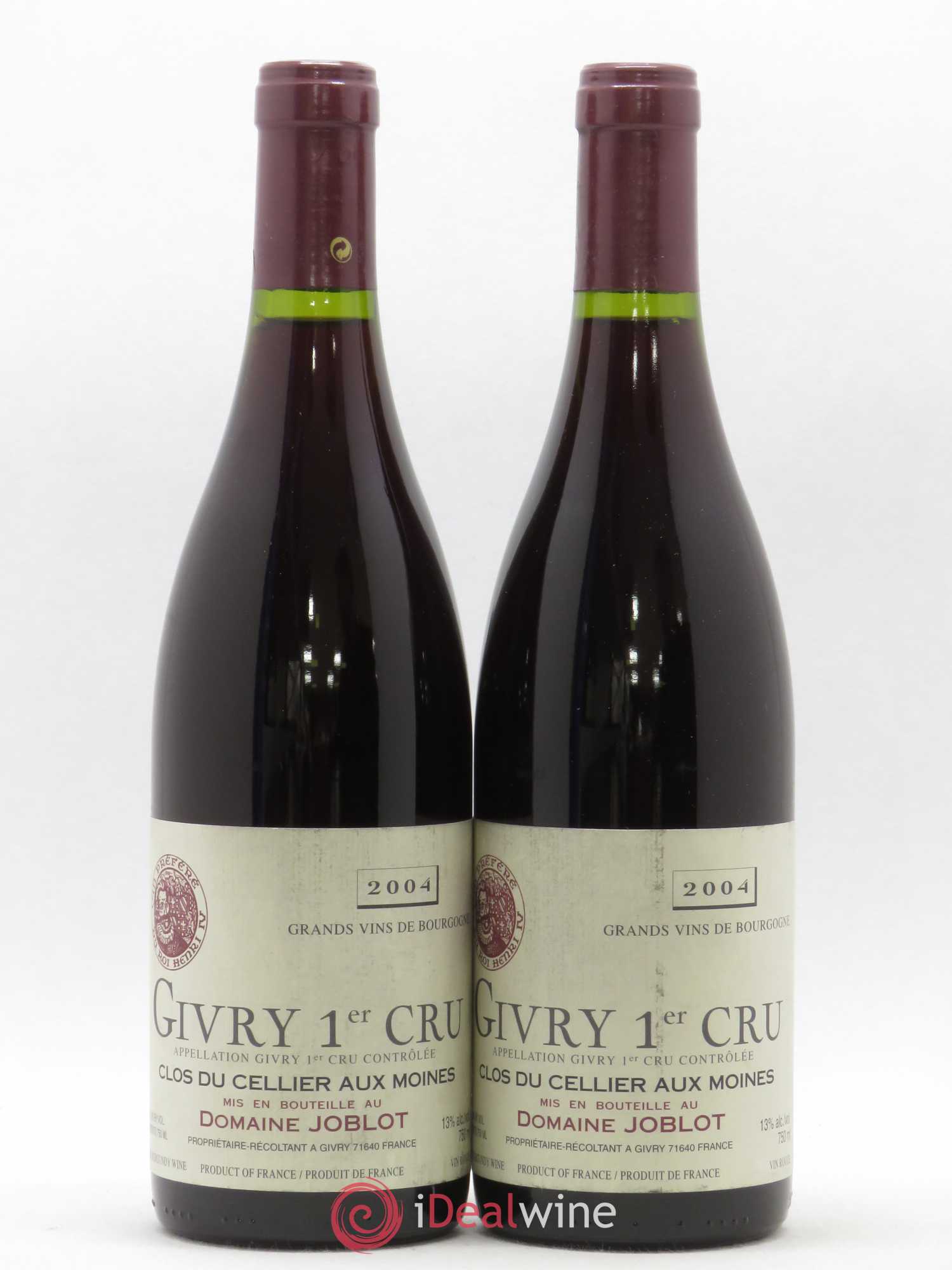 Givry 1er Cru Clos du Cellier aux Moines Joblot (Domaine) 2004 - Lot de 2 bouteilles - 0