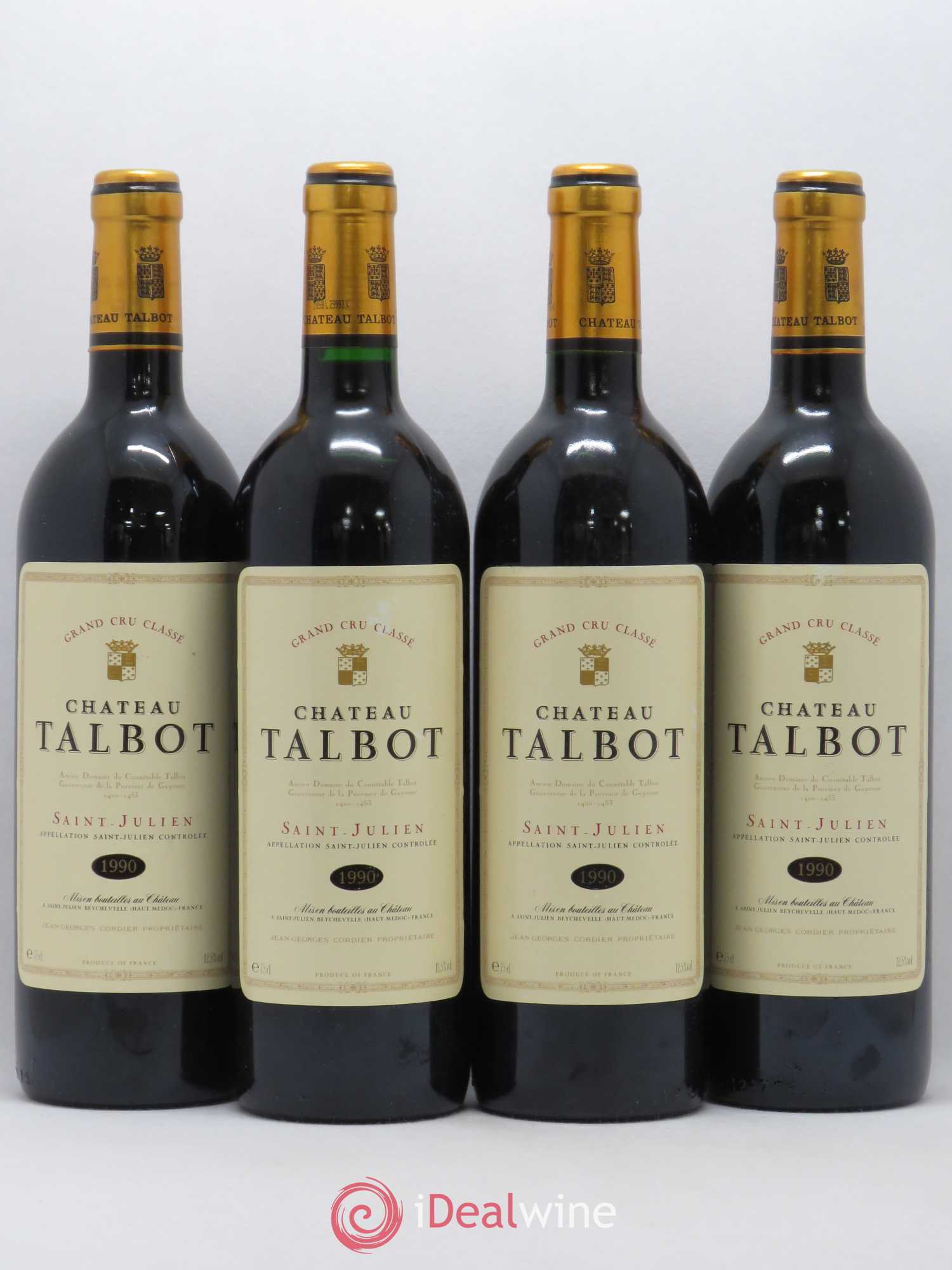 Château Talbot 4ème Grand Cru Classé 1990 - Lot de 4 bouteilles - 0