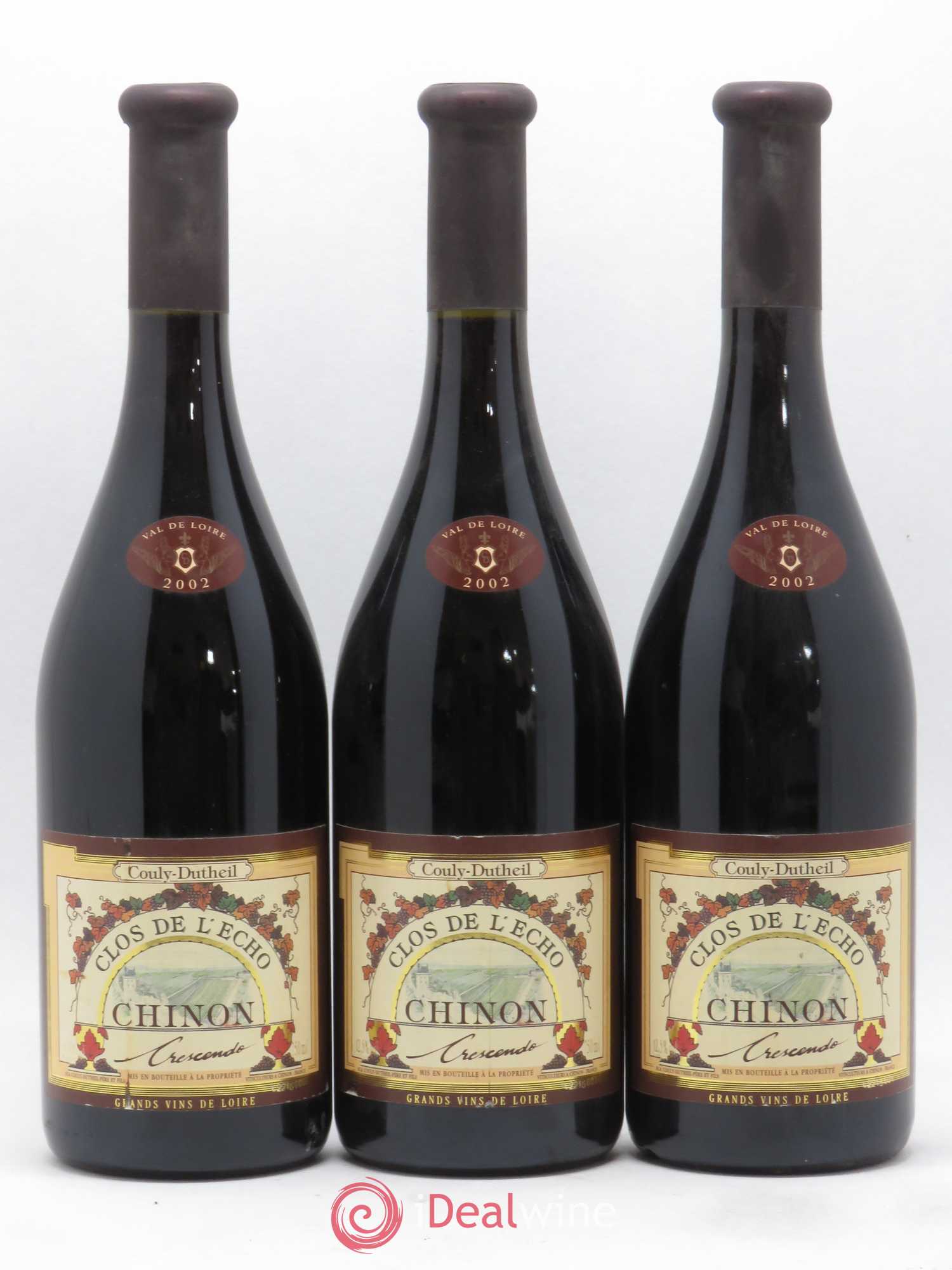Chinon Clos de l'Echo Couly-Dutheil Crescendo 2002 - Lot de 3 bouteilles - 0