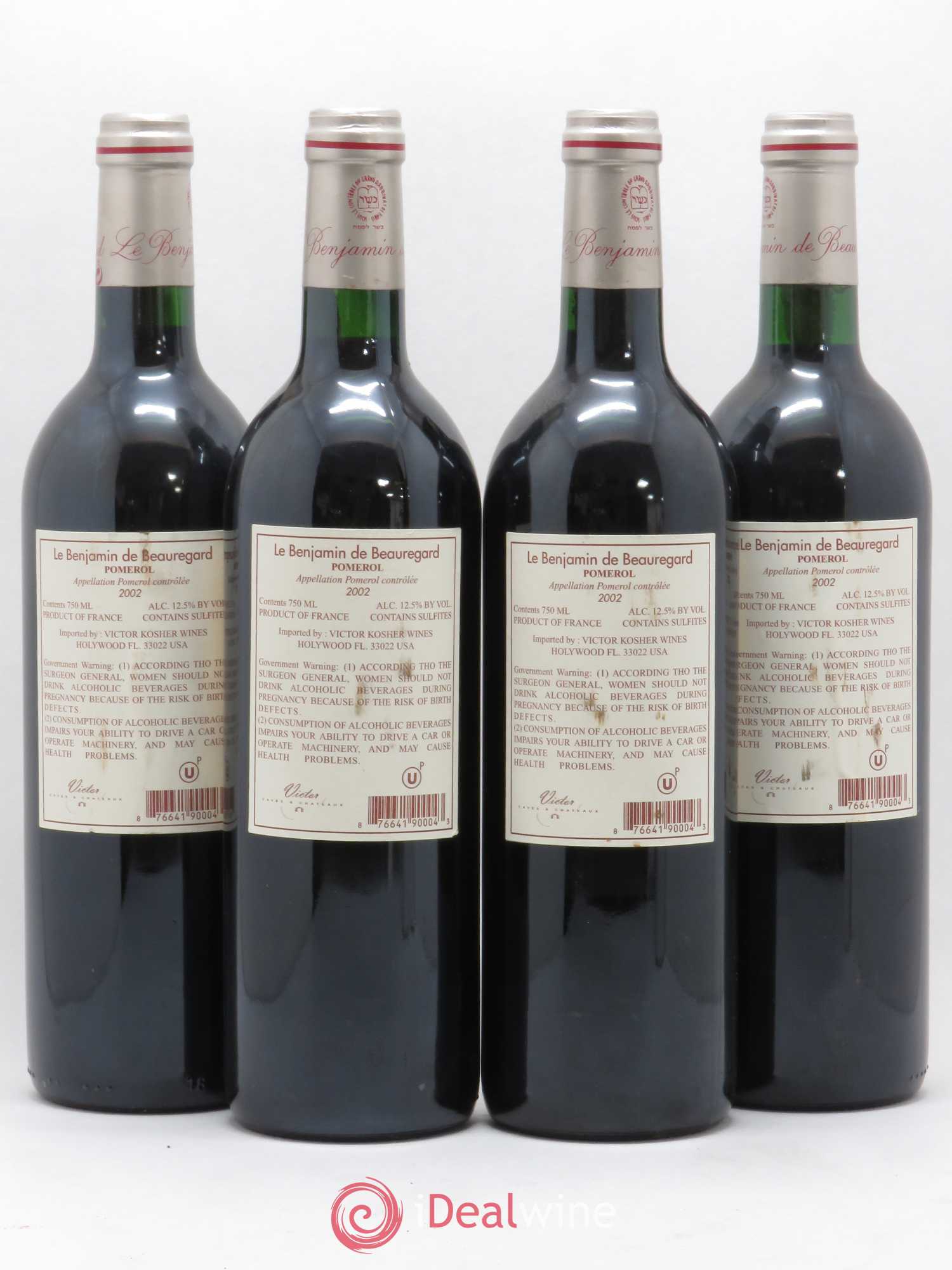 Pomerol Le Benjamin de Beauregard 2002 - Posten von 4 Flaschen - 1