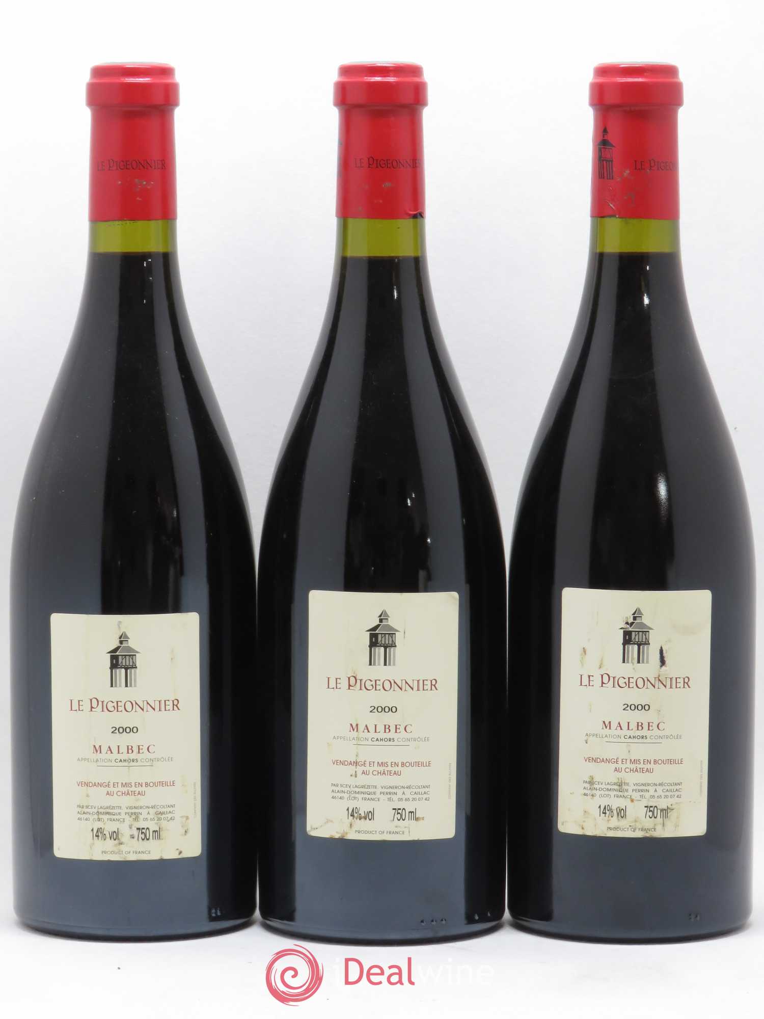 Cahors Château Lagrezette Le Pigeonnier Alain Dominique Perrin 2000 - Lot de 3 bouteilles - 1