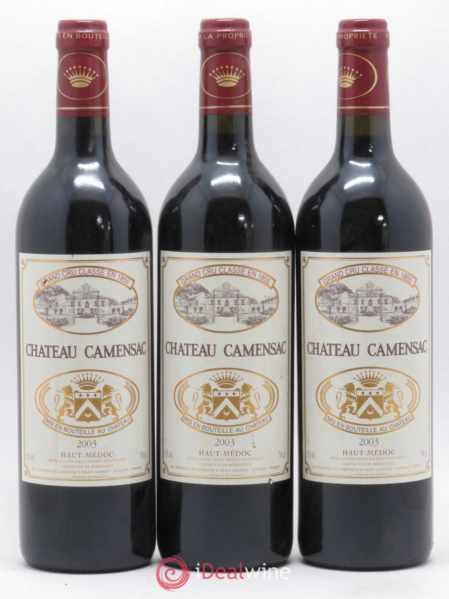 Château Camensac 5ème Grand Cru Classé 2003 - Lot de 3 bouteilles - 0