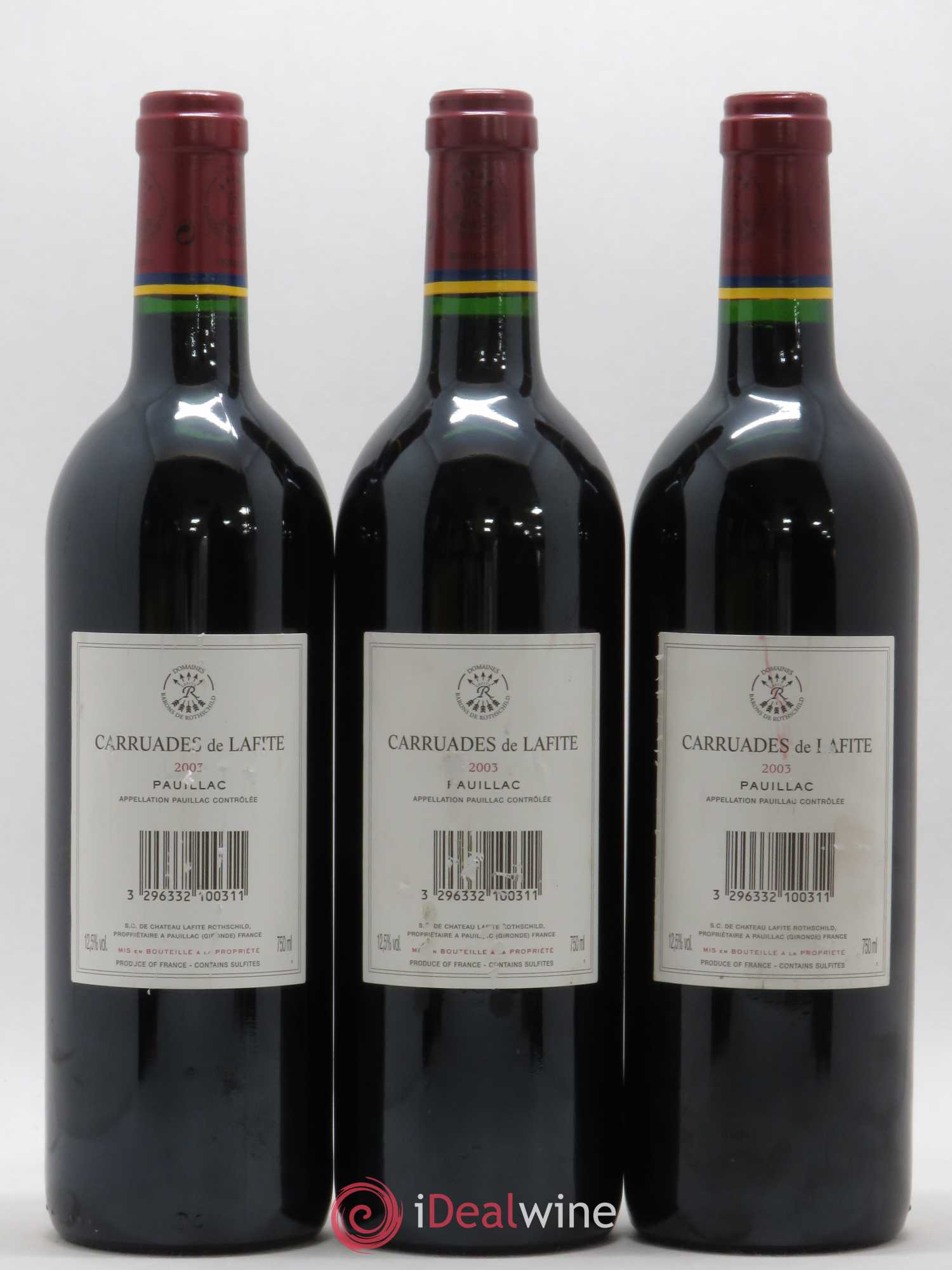 Carruades de Lafite Rothschild Second Vin 2003 - Lot de 3 bouteilles - 1