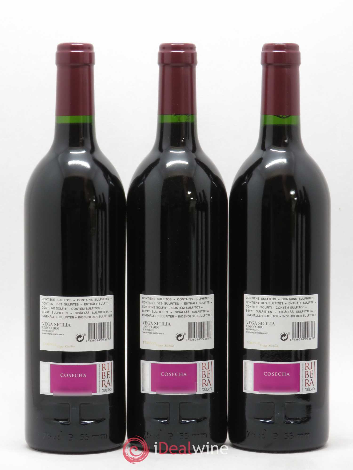 Ribera Del Duero DO Vega Sicilia Unico Famille Alvarez 2006 - Lot de 3 bouteilles - 1