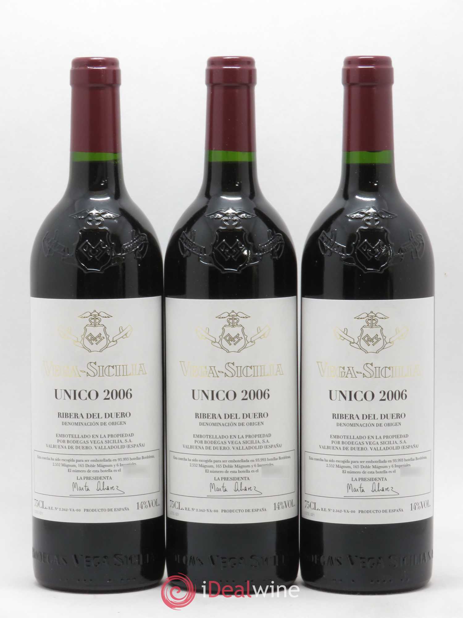 Ribera Del Duero DO Vega Sicilia Unico Famille Alvarez 2006 - Lot de 3 bouteilles - 0