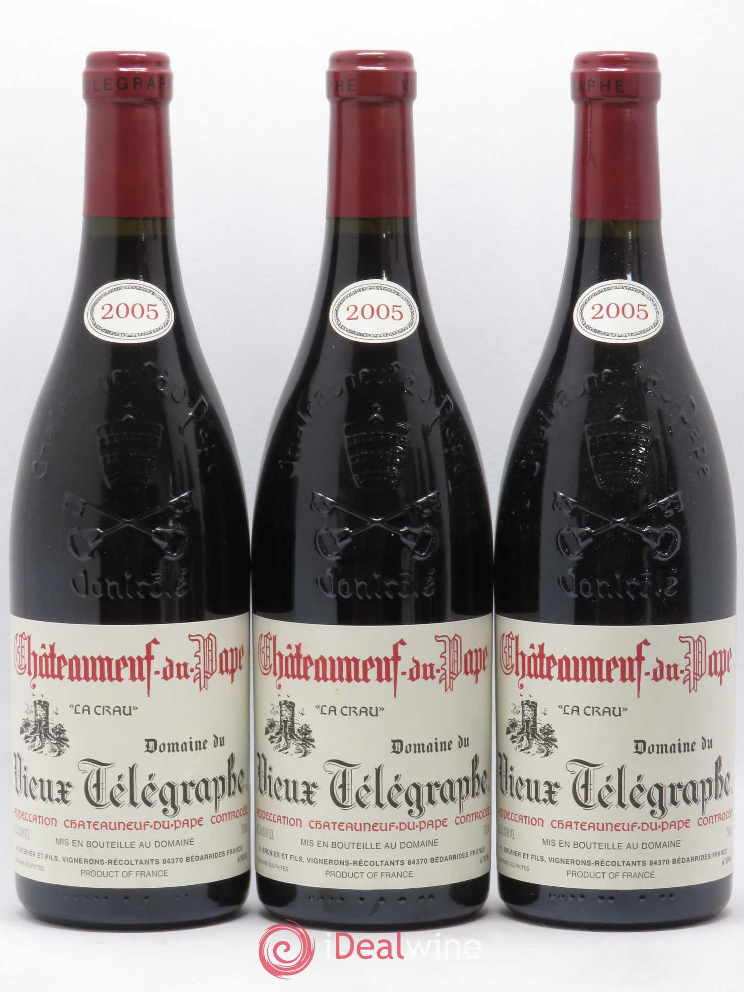 Châteauneuf-du-Pape Vieux Télégraphe (Domaine du) Vignobles Brunier 2005 - Lot de 3 bouteilles - 0