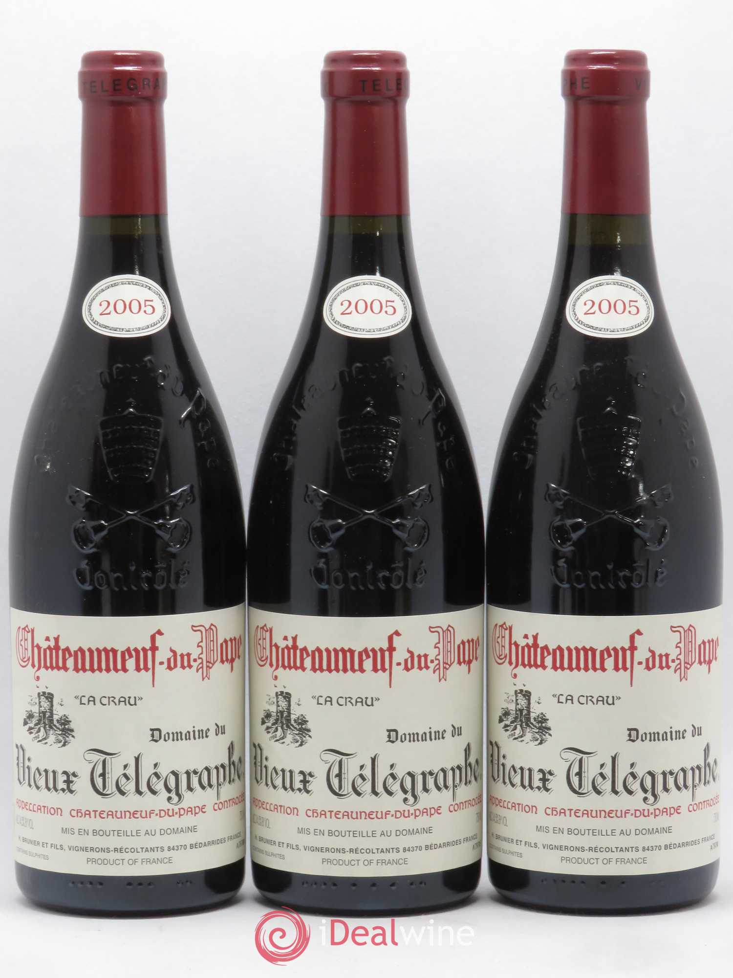 Châteauneuf-du-Pape Vieux Télégraphe (Domaine du) Vignobles Brunier 2005 - Lot de 3 bouteilles - 0