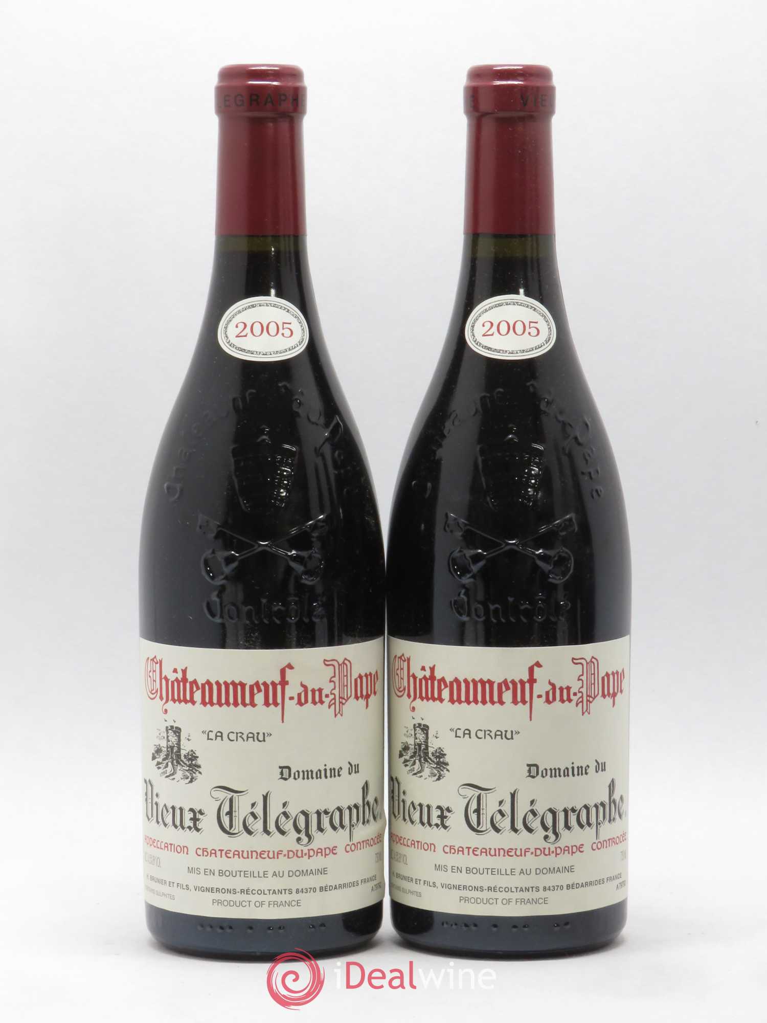 Châteauneuf-du-Pape Vieux Télégraphe (Domaine du) Vignobles Brunier 2005 - Lot de 2 bouteilles - 0