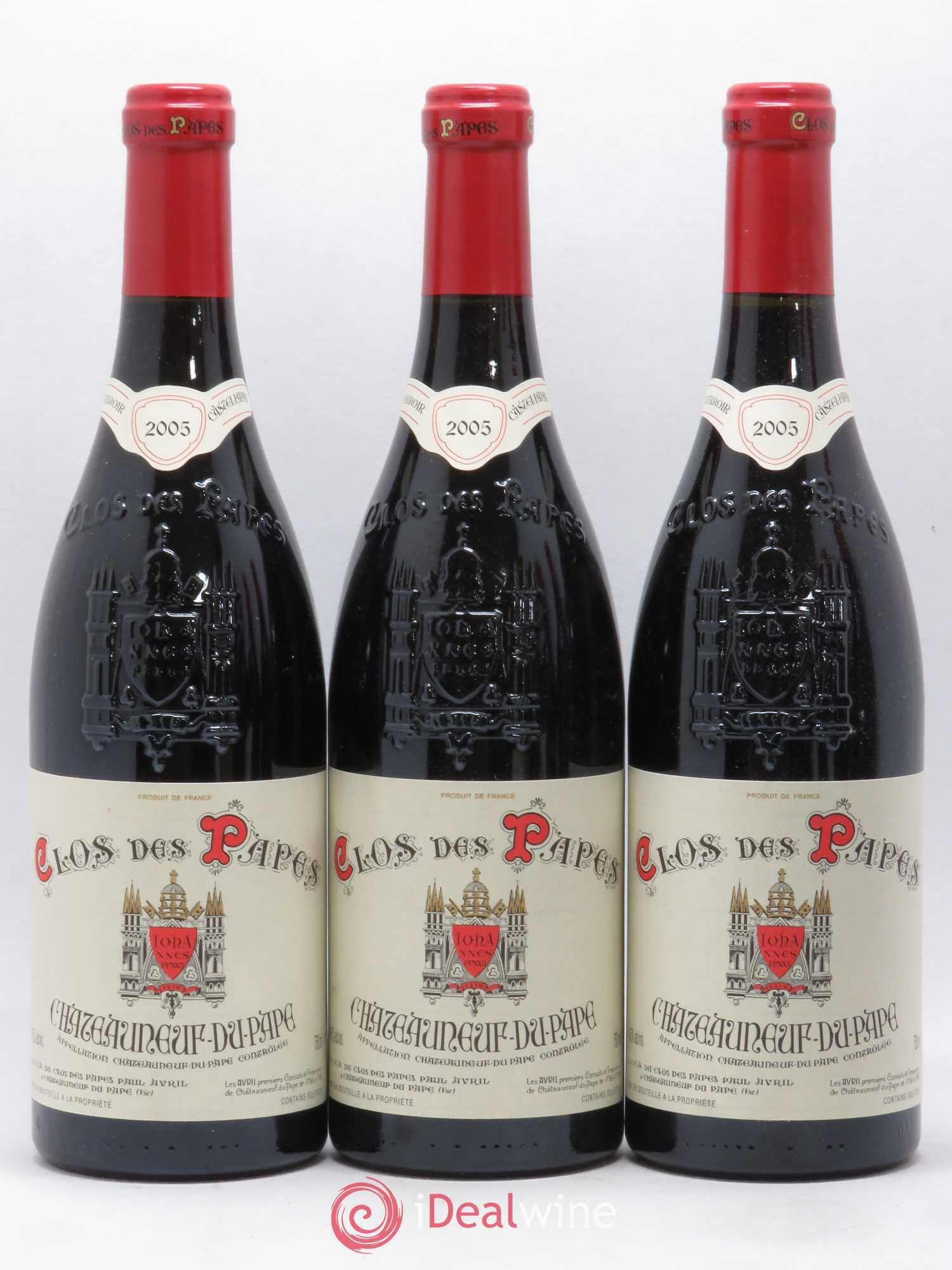 Châteauneuf-du-Pape Clos des Papes - Paul Avril 2005 - Lot de 3 bouteilles - 0