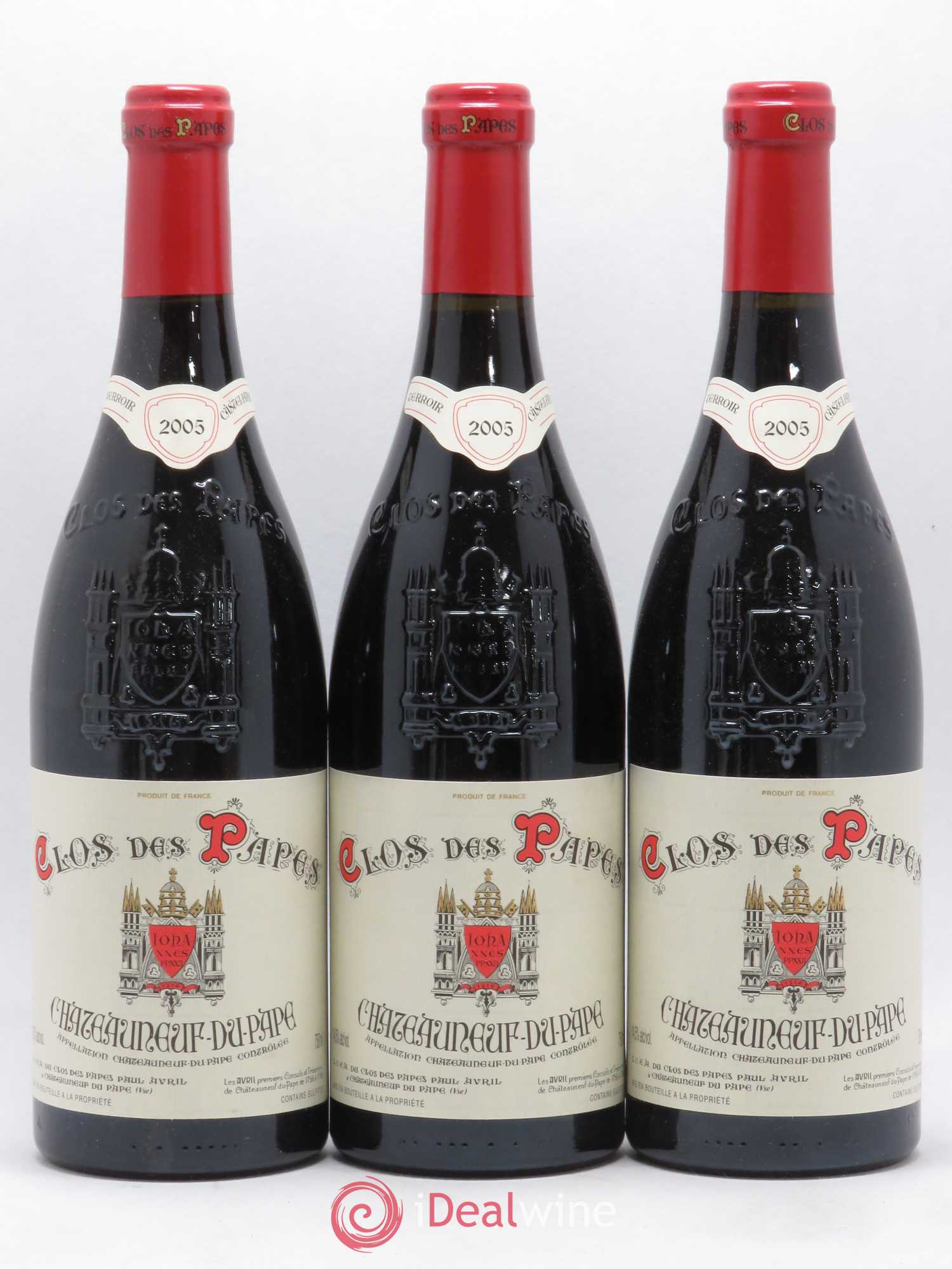 Châteauneuf-du-Pape Clos des Papes - Paul Avril 2005 - Lot de 3 bouteilles - 0
