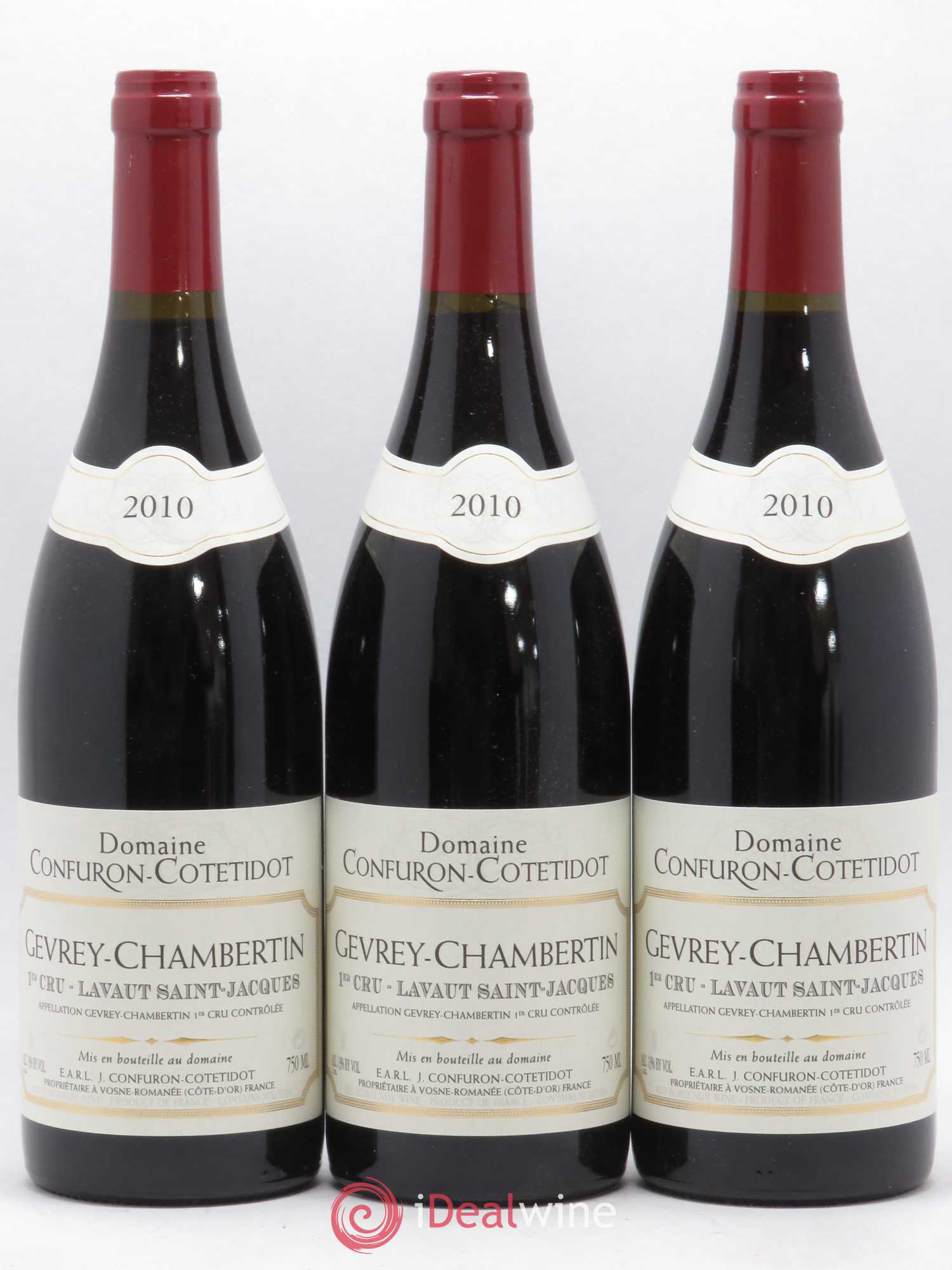 Gevrey-Chambertin 1er Cru Lavaut Saint-Jacques Confuron-Cotetidot 2010 - Lot de 3 bouteilles - 0