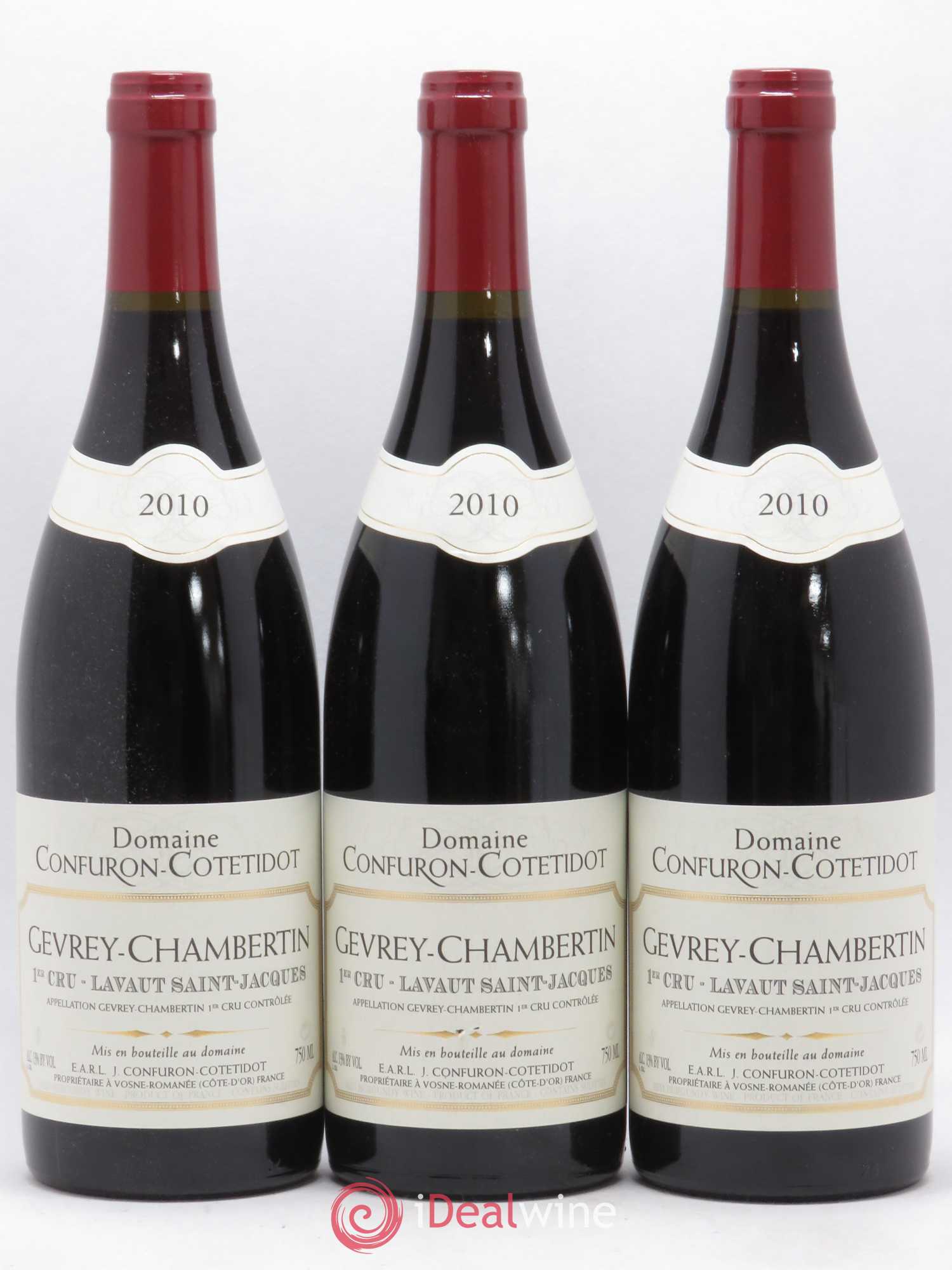 Gevrey-Chambertin 1er Cru Lavaut Saint-Jacques Confuron-Cotetidot 2010 - Lot de 3 bouteilles - 0