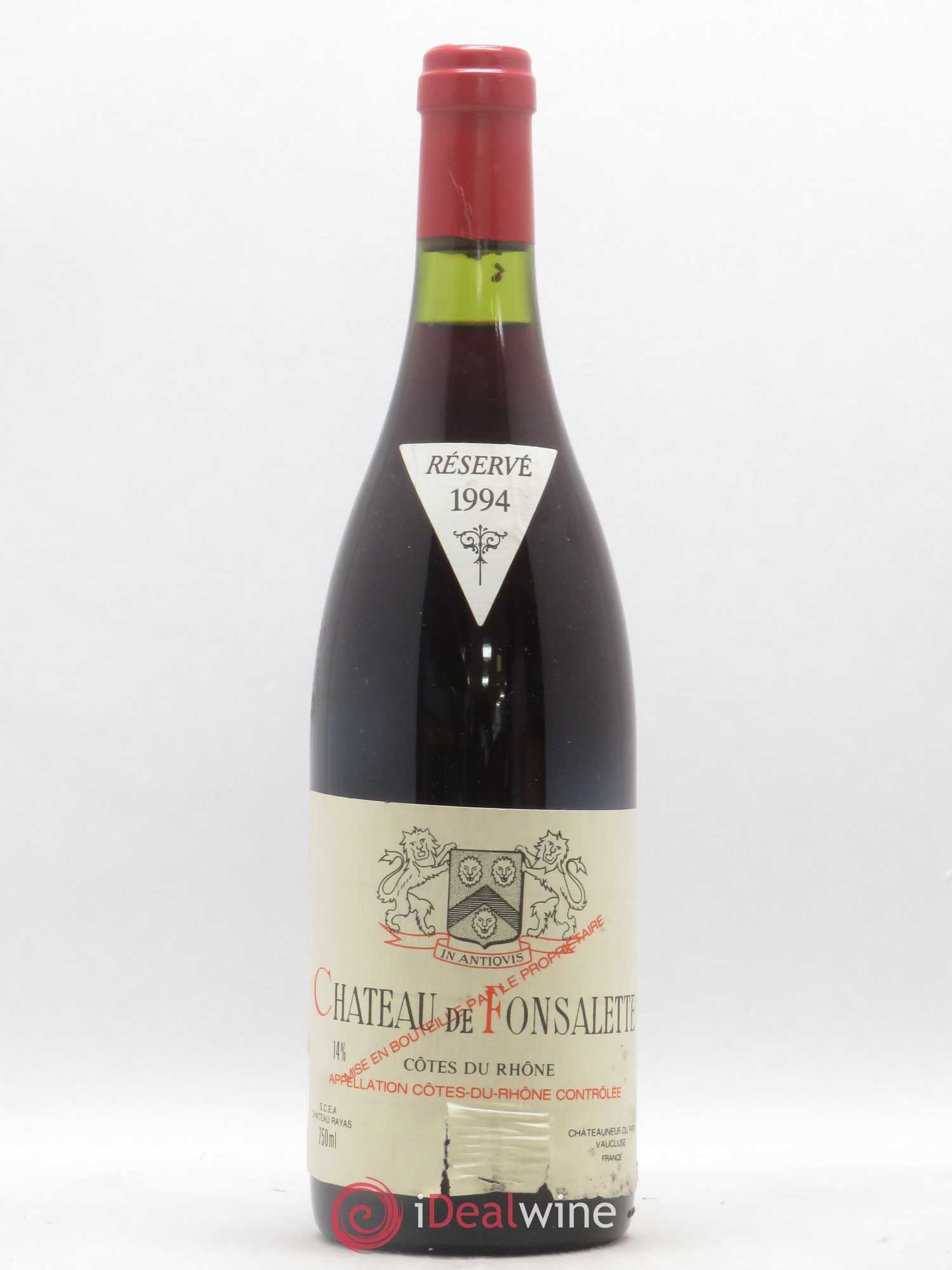 Côtes-du-Rhône Château de Fonsalette Emmanuel Reynaud 1994 - Lot de 1 bouteille - 0