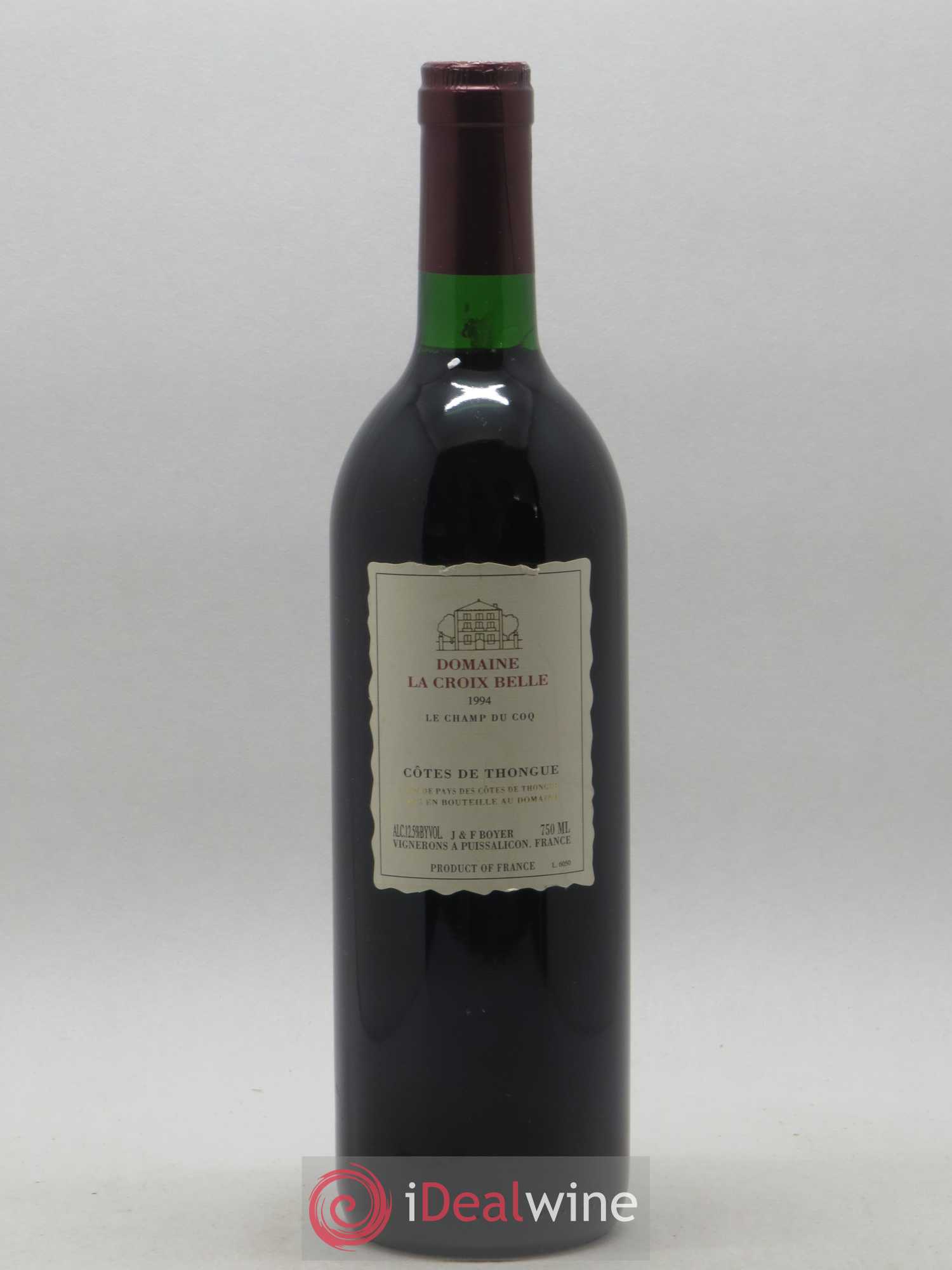 Languedoc Côtes de Thongue Le Champ du Coq Domaine La Croix Belle (sans prix de réserve) 1994 - Posten von 1 Flasche - 0