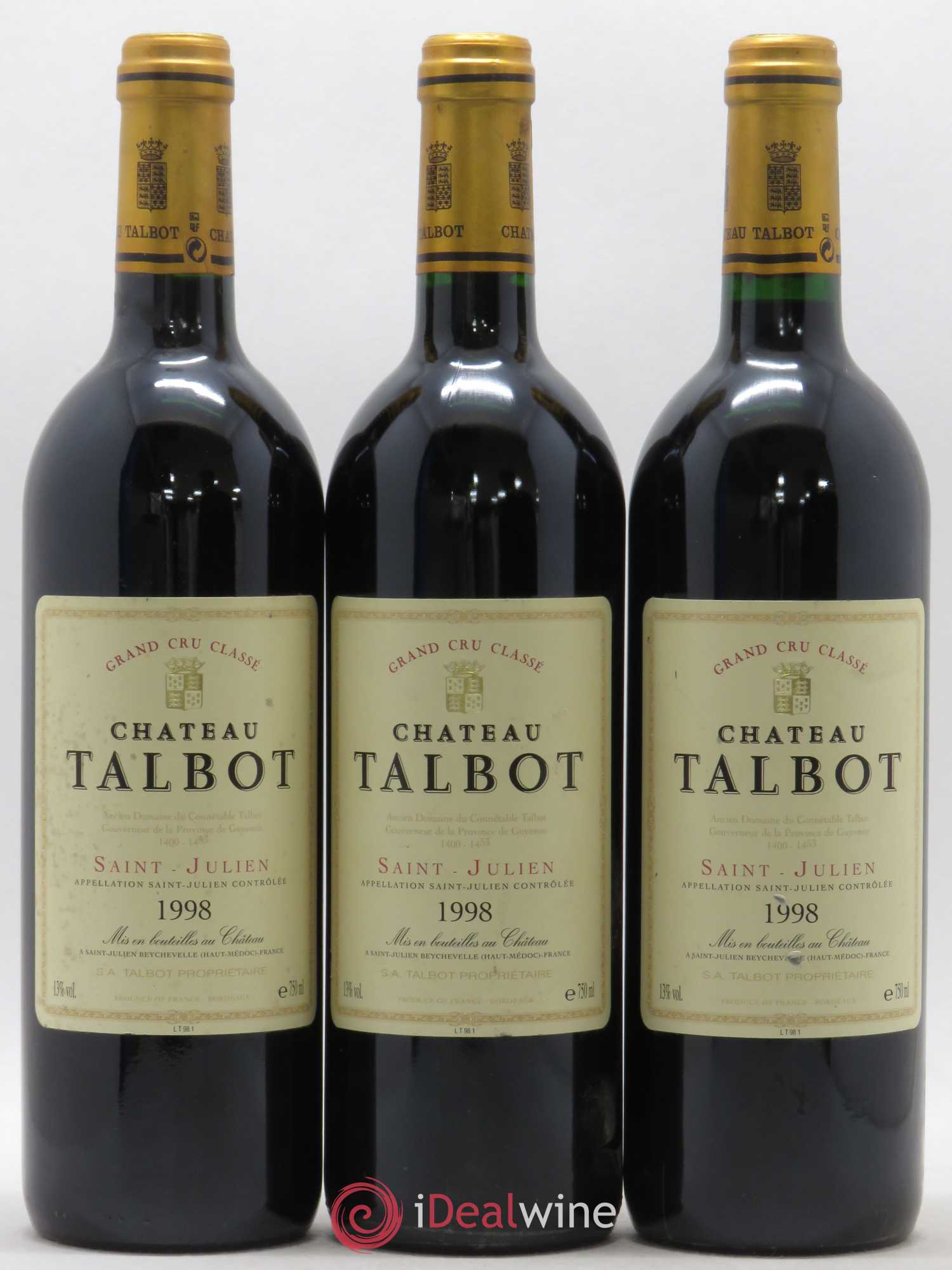 Château Talbot 4ème Grand Cru Classé 1998 - Lot de 6 bouteilles - 2