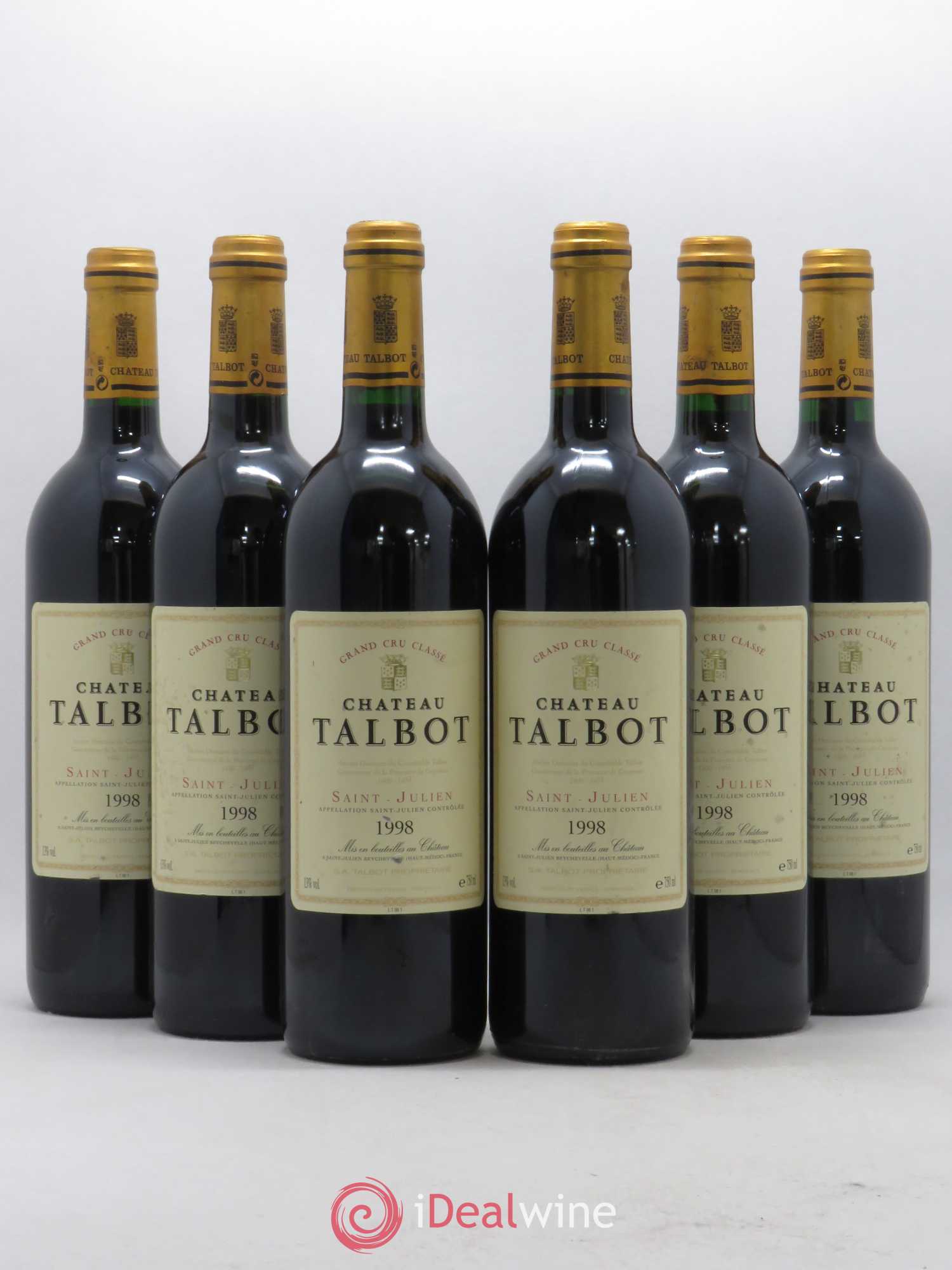Château Talbot 4ème Grand Cru Classé 1998 - Lot de 6 bouteilles - 0