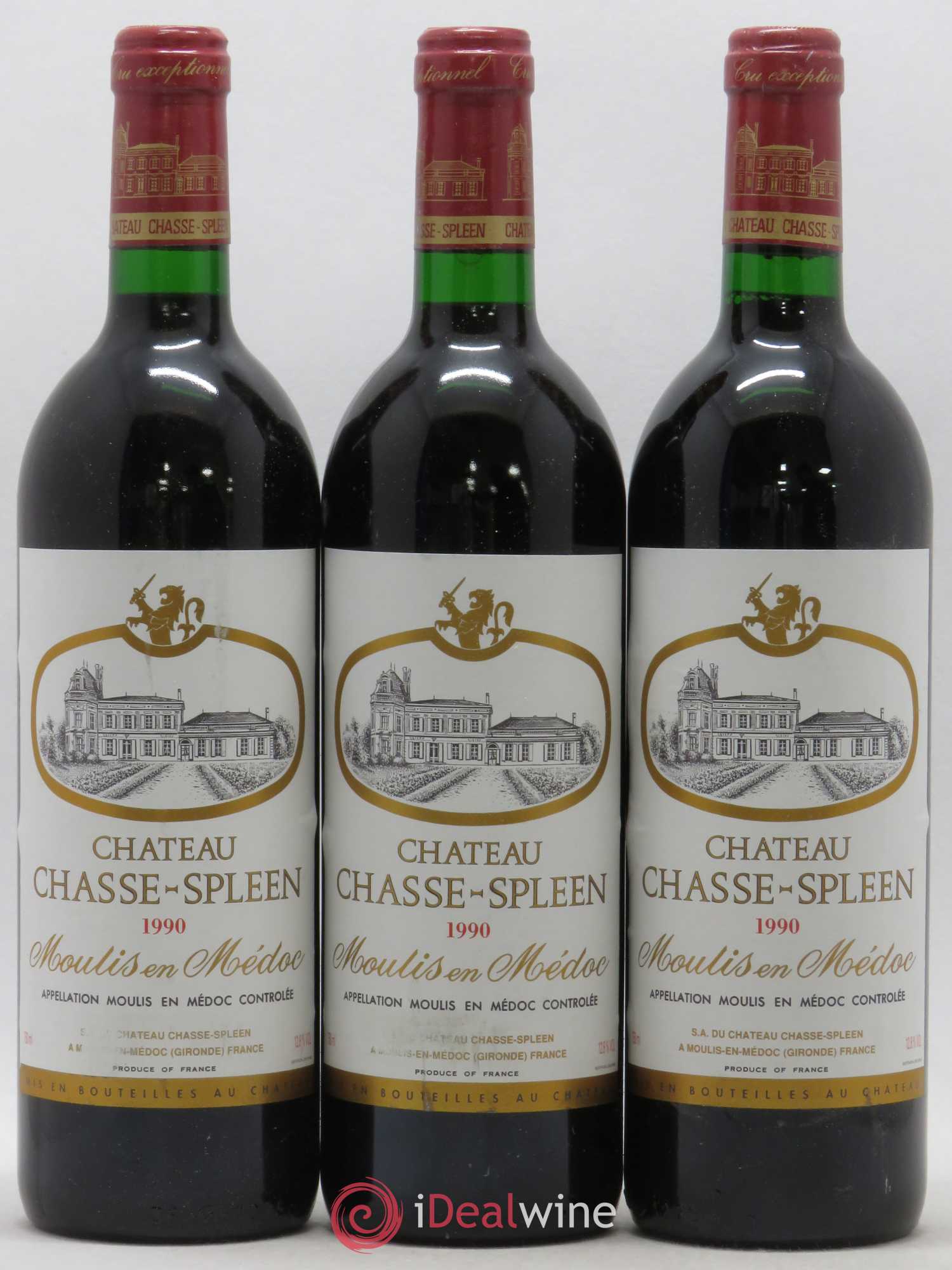 Château Chasse Spleen 1990 - Lot de 3 bouteilles - 0