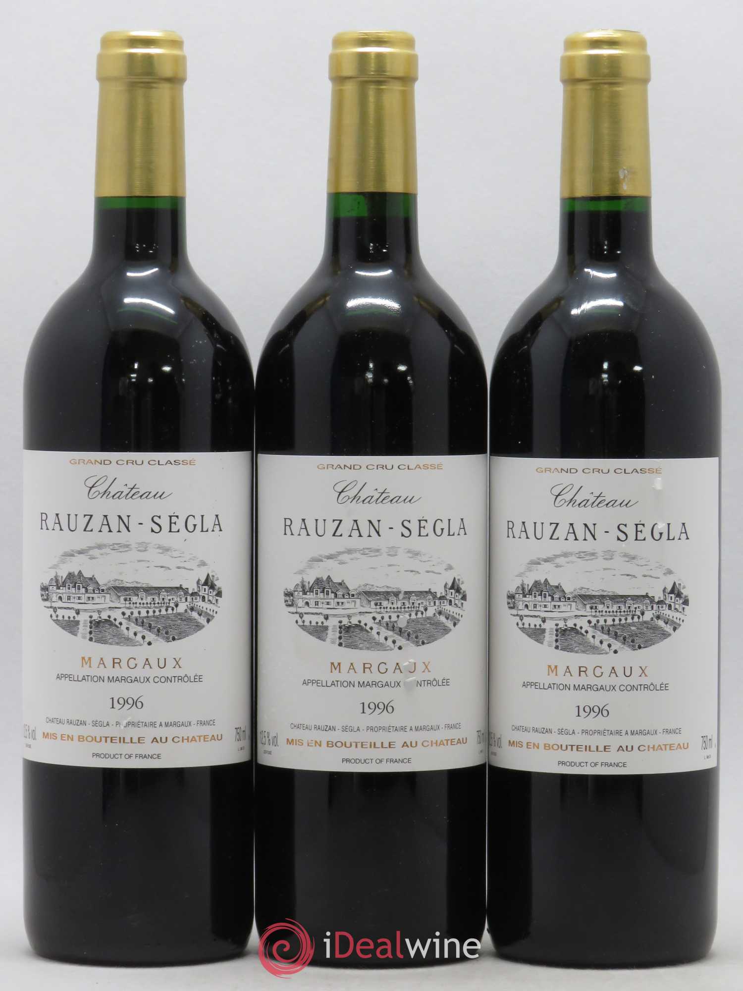 Château Rauzan Ségla Grand Cru Classé 1996 - Lot de 3 bouteilles - 0