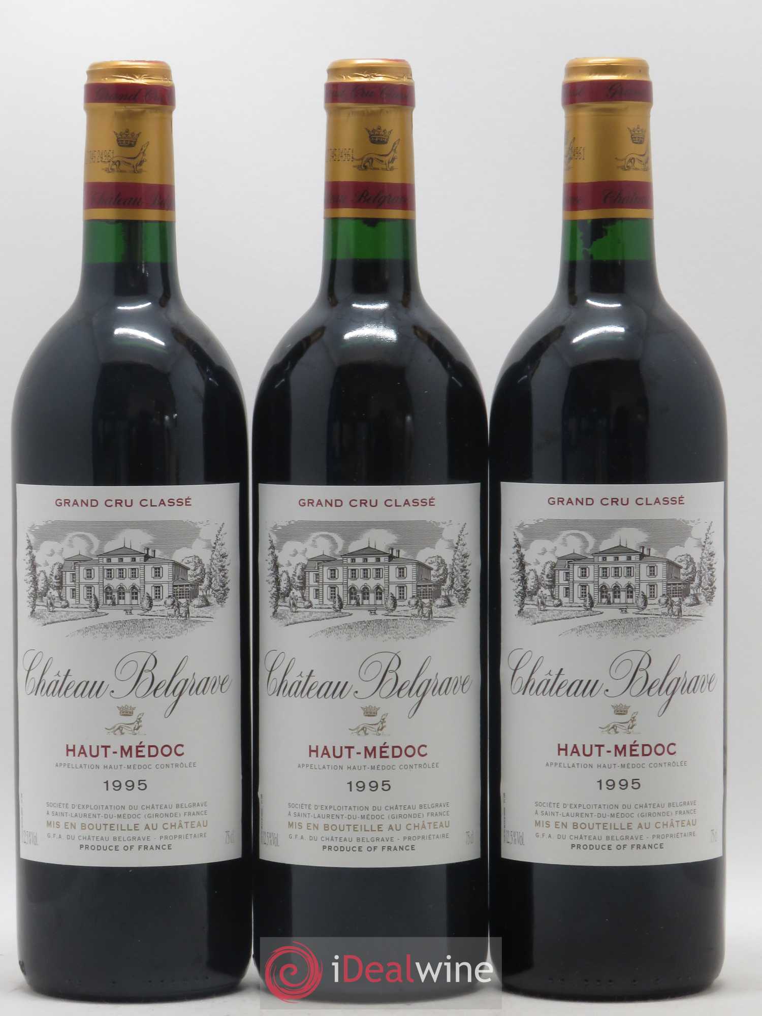Château Belgrave 5ème Grand Cru Classé 1995 - Lot de 3 bouteilles - 0