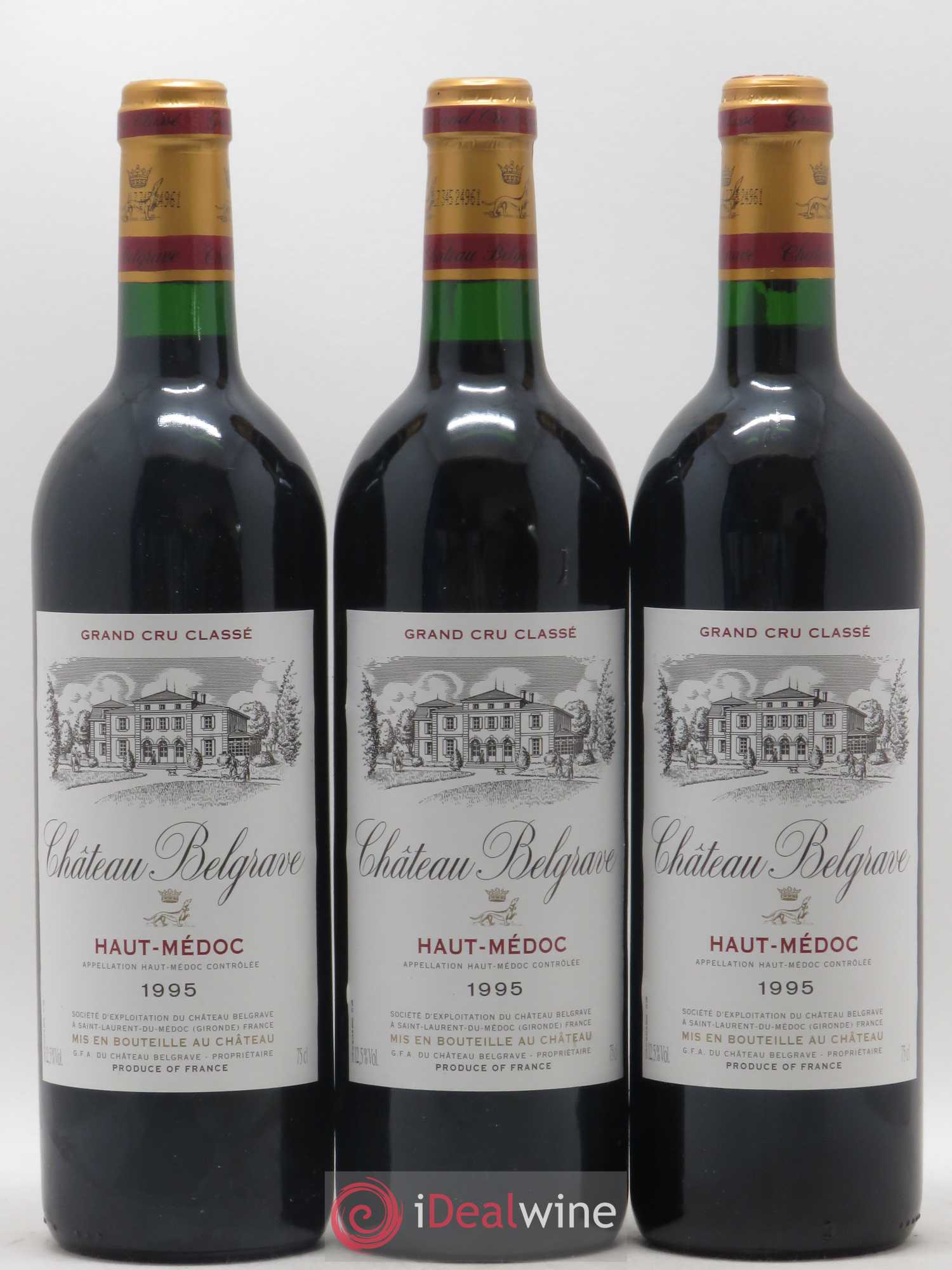Château Belgrave 5ème Grand Cru Classé 1995 - Lot de 3 bouteilles - 0