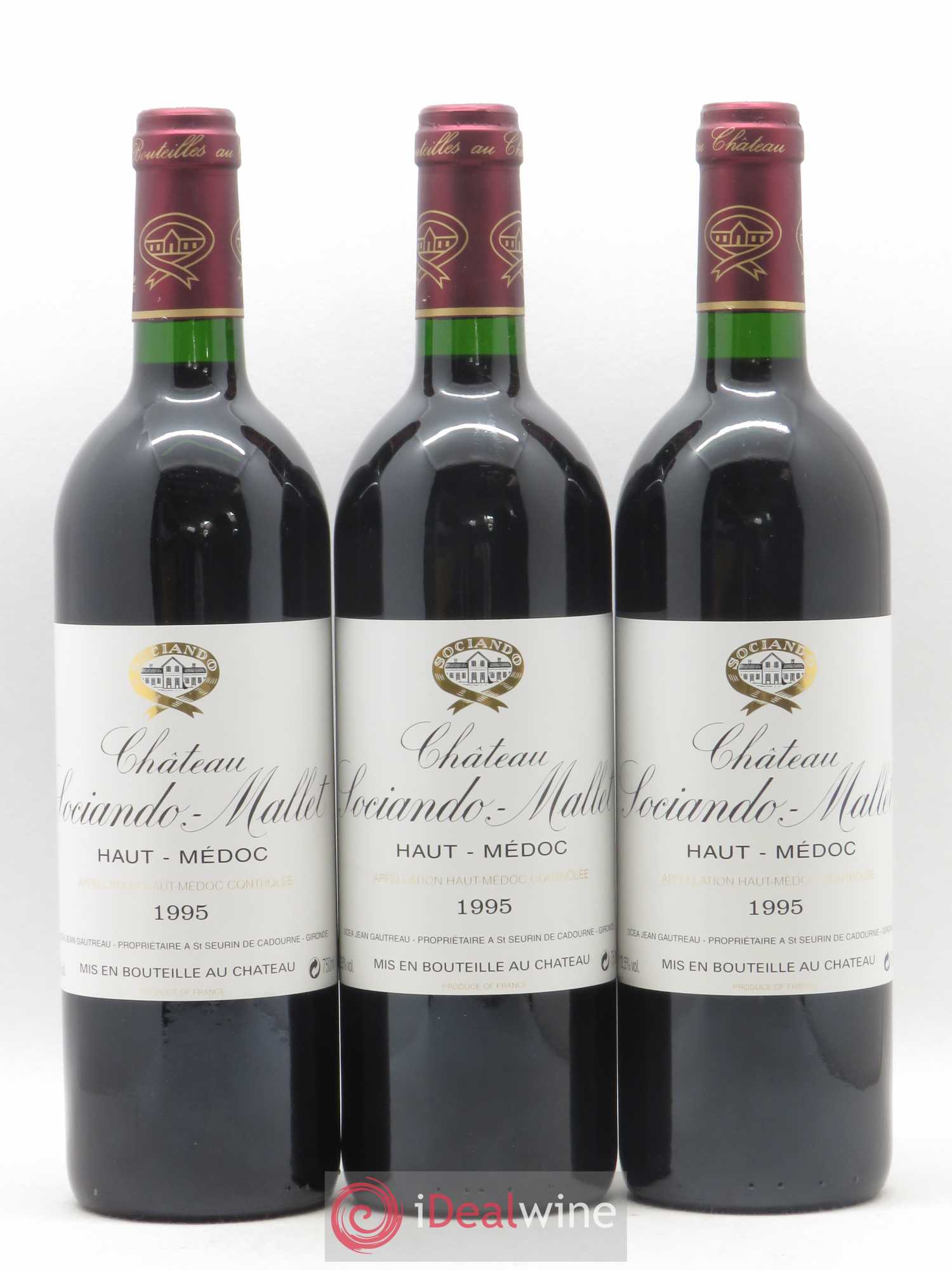 Château Sociando Mallet 1995 - Lot de 12 bouteilles - 1
