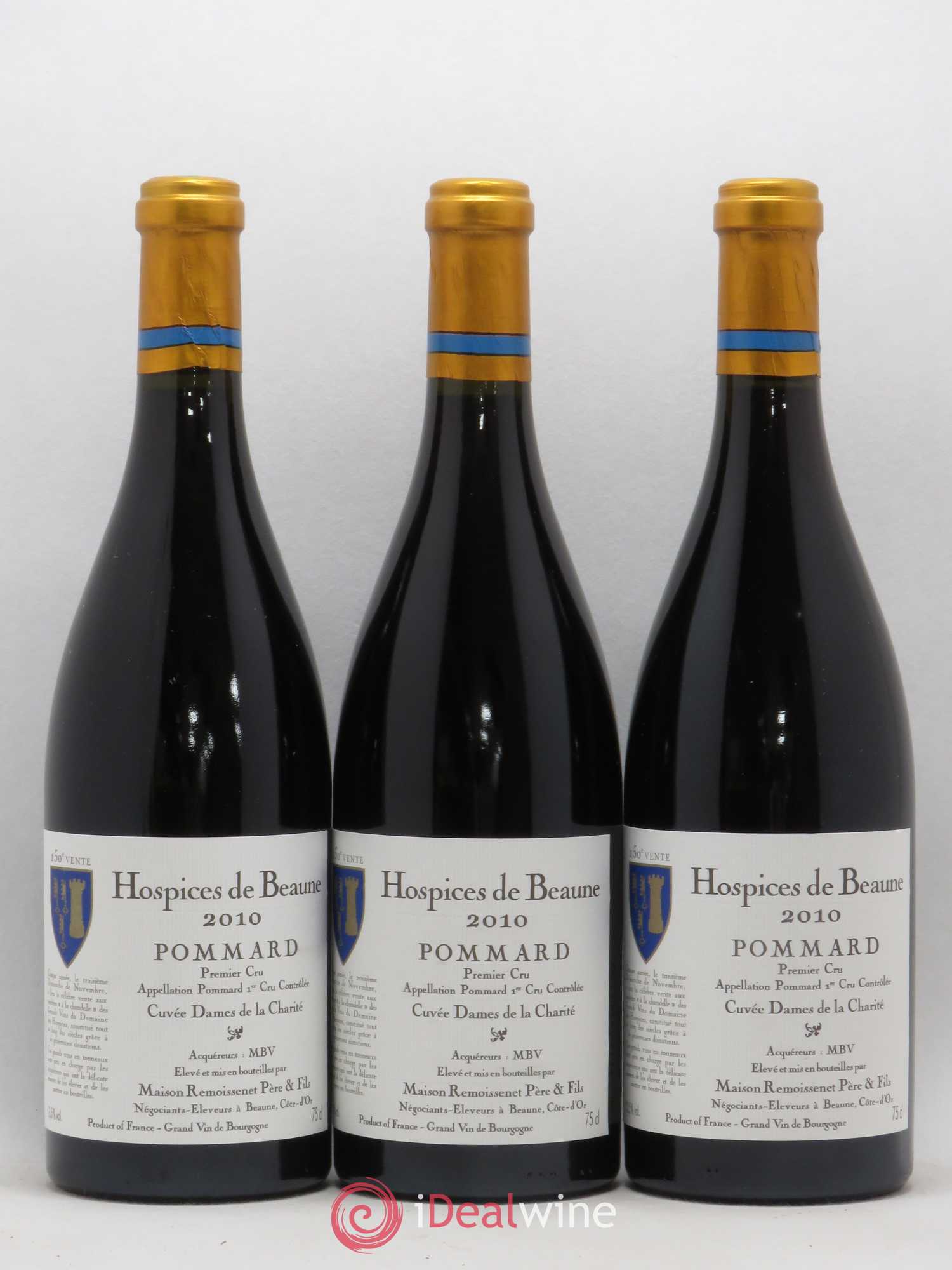 Pommard 1er Cru Cuvée Dames de la Charité Hospices de Beaune Remoissenet 2010 - Posten von 3 Flaschen - 0