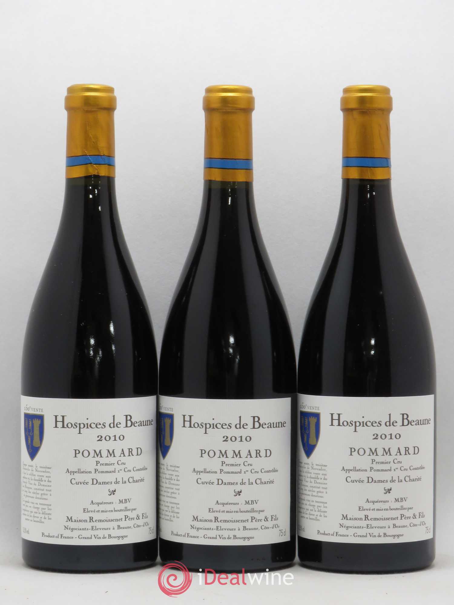 Pommard 1er Cru Cuvée Dames de la Charité Hospices de Beaune Remoissenet 2010 - Posten von 3 Flaschen - 0