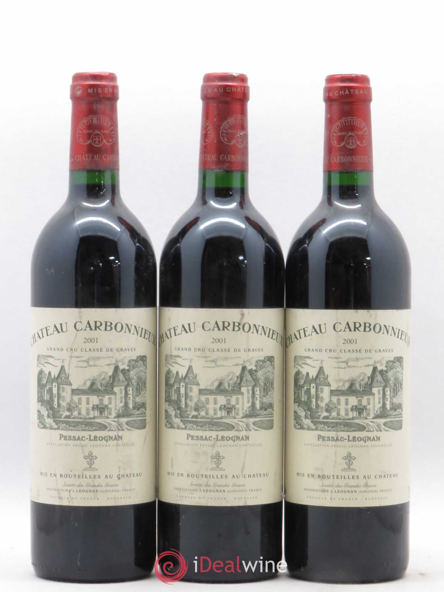 Château Carbonnieux Cru Classé de Graves 2001 - Lot de 3 bouteilles - 0