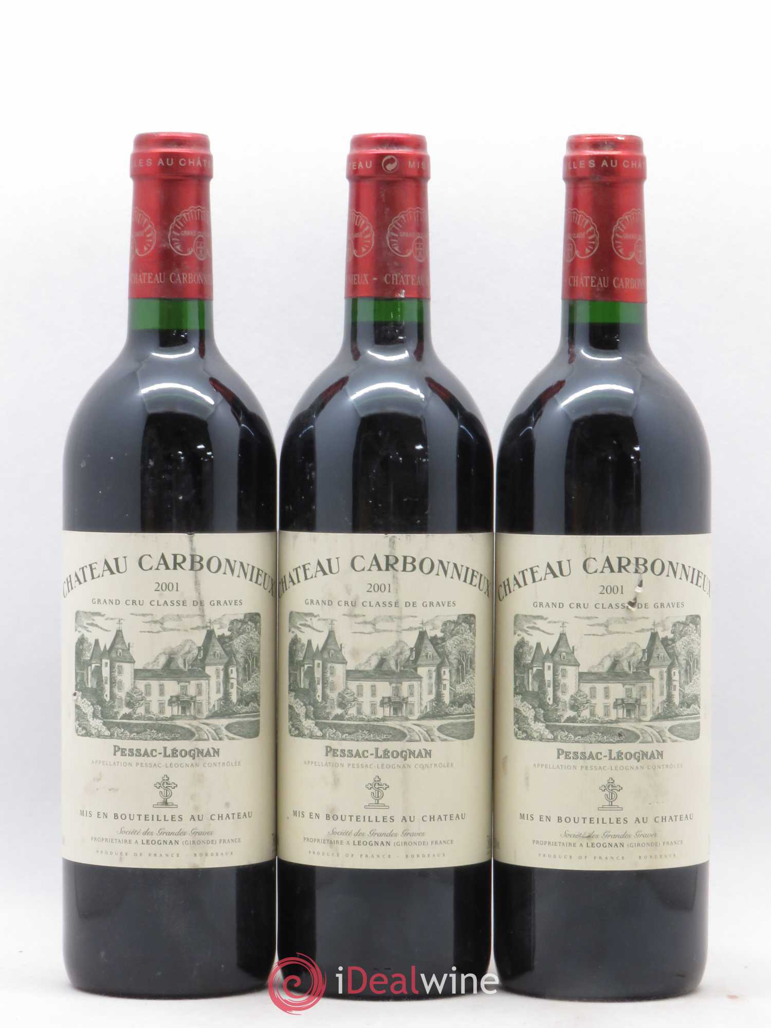 Château Carbonnieux Cru Classé de Graves 2001 - Lot de 3 bouteilles - 0