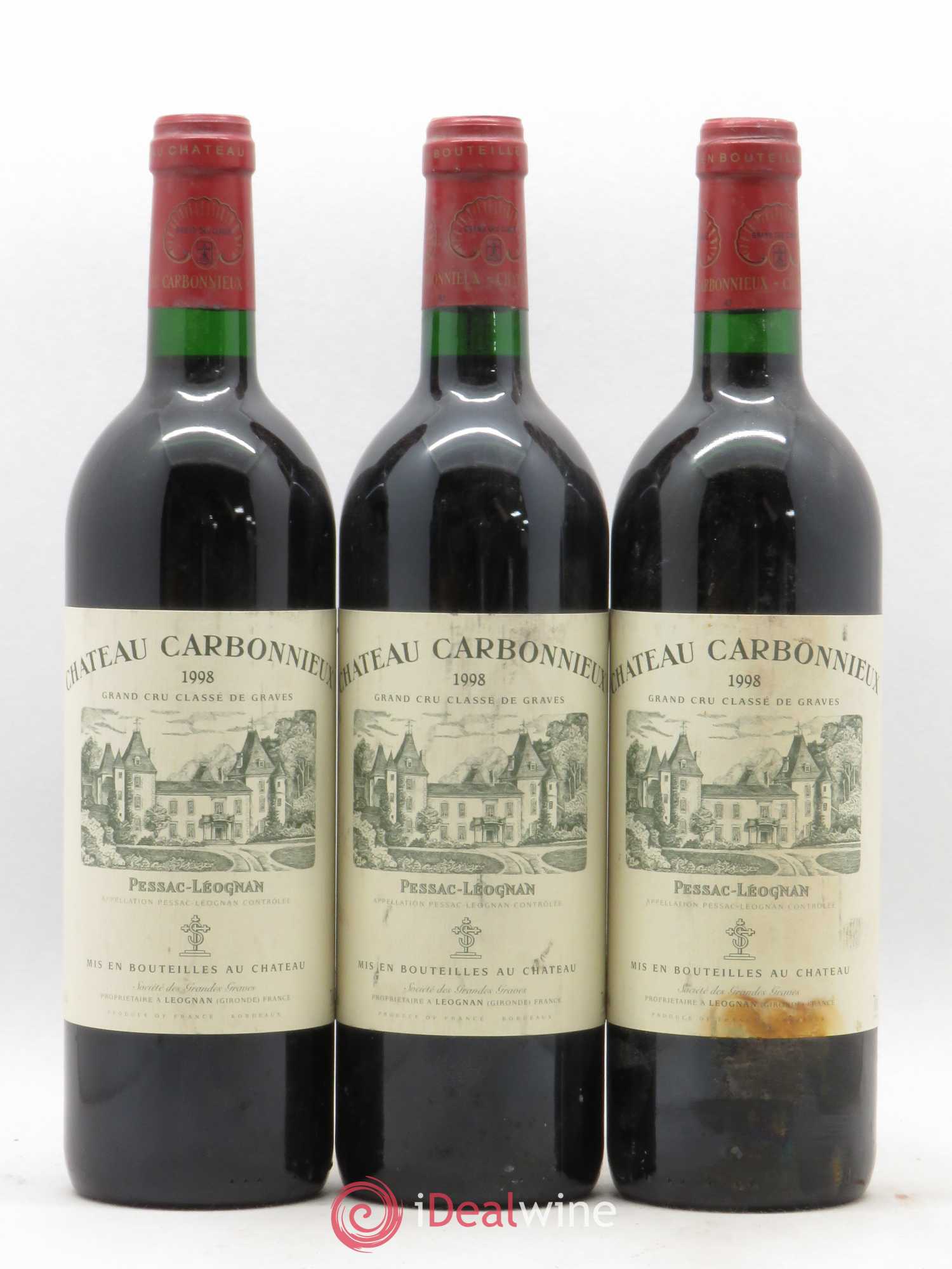 Château Carbonnieux Cru Classé de Graves 1998 - Lot de 3 bouteilles - 0