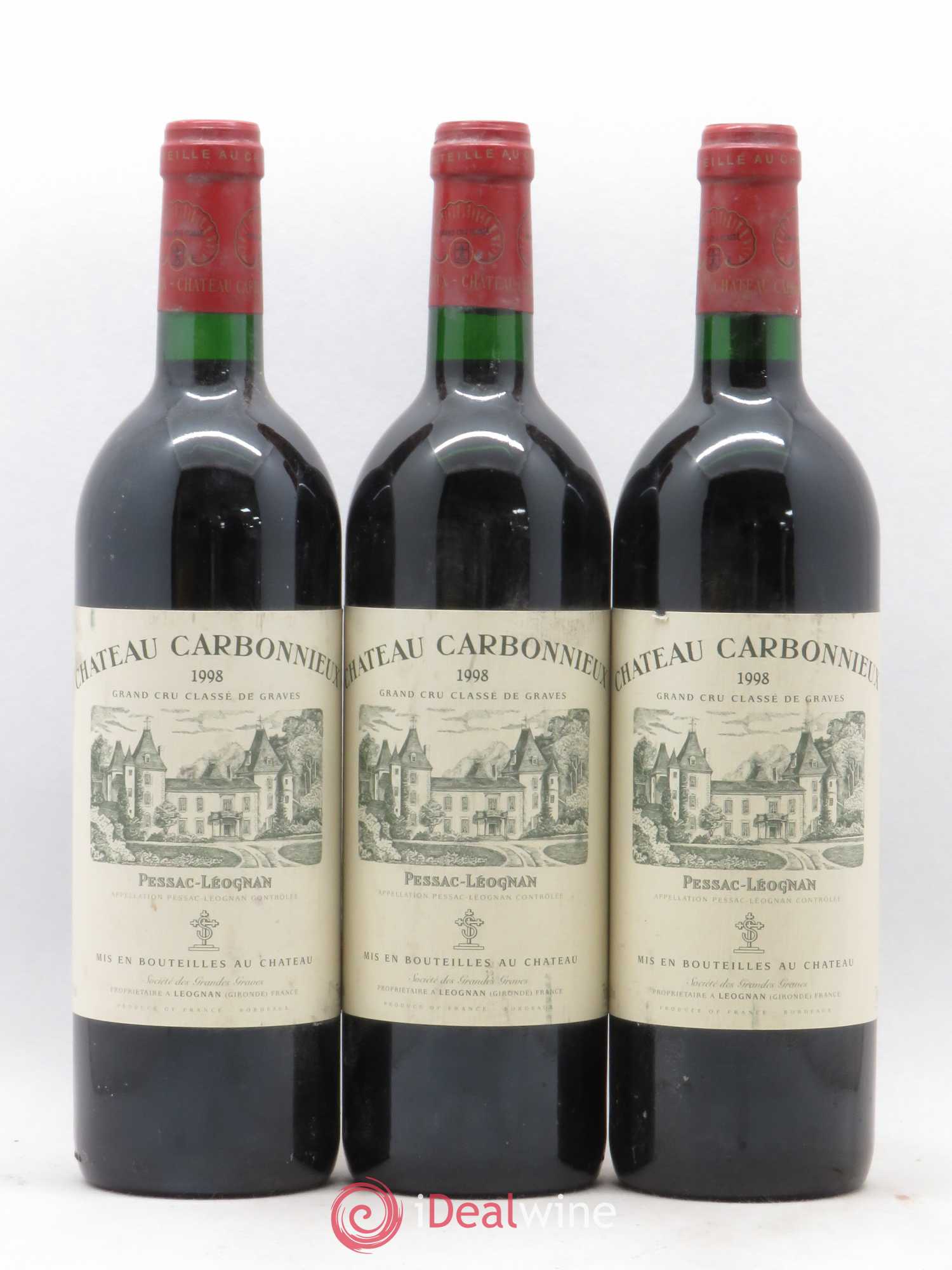 Château Carbonnieux Cru Classé de Graves 1998 - Lot de 3 bouteilles - 0