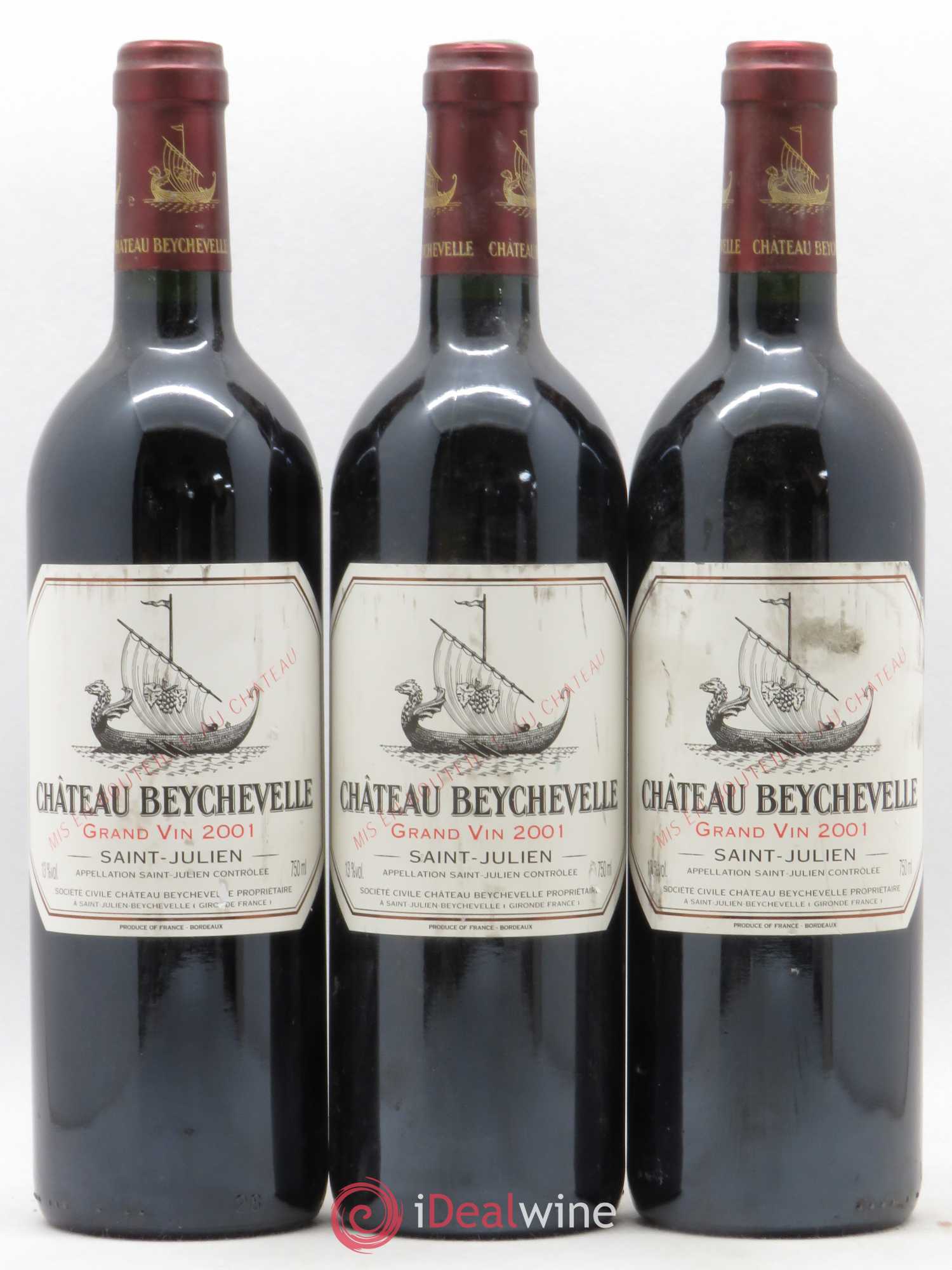 Château Beychevelle 4ème Grand Cru Classé 2001 - Lot de 3 bouteilles - 0