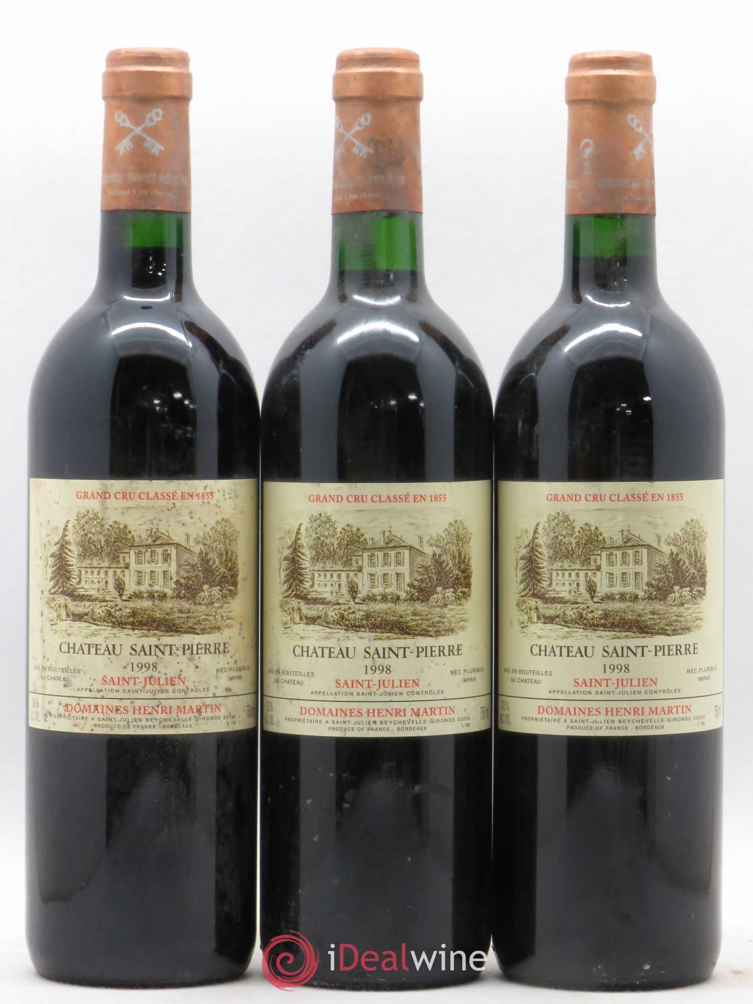 Château Saint-Pierre 4ème Grand Cru Classé 1998 - Lot de 3 bouteilles - 0