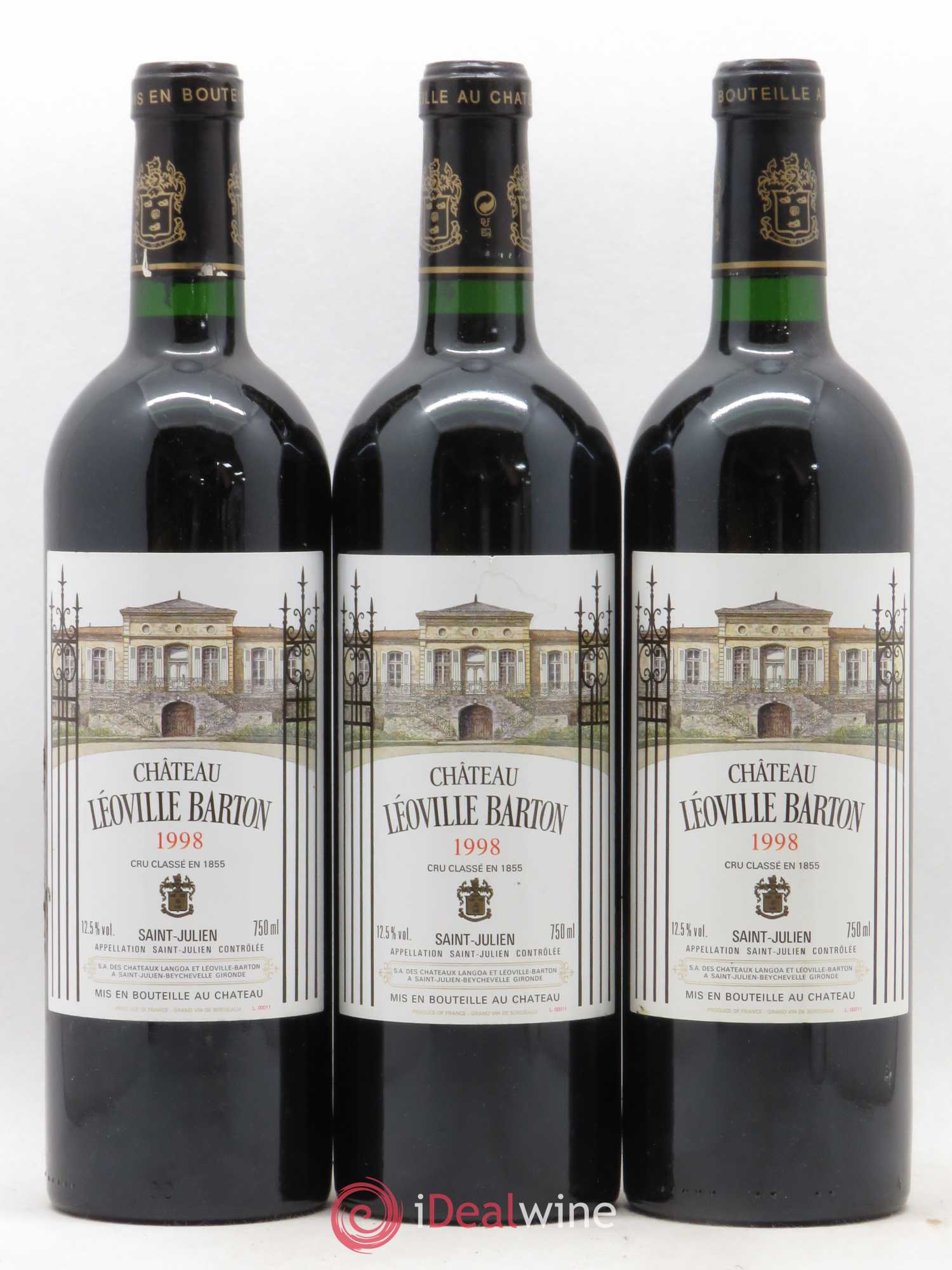 Château Léoville Barton 2ème Grand Cru Classé 1998 - Lot de 3 bouteilles - 0