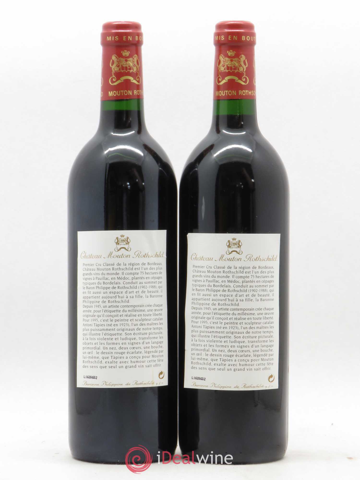 Château Mouton Rothschild 1er Grand Cru Classé 1995 - Lot de 2 bouteilles - 1
