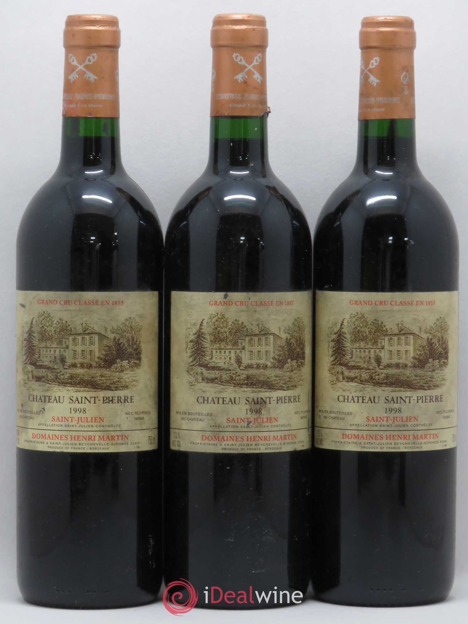 Château Saint-Pierre 4ème Grand Cru Classé 1998 - Lot de 3 bouteilles - 0
