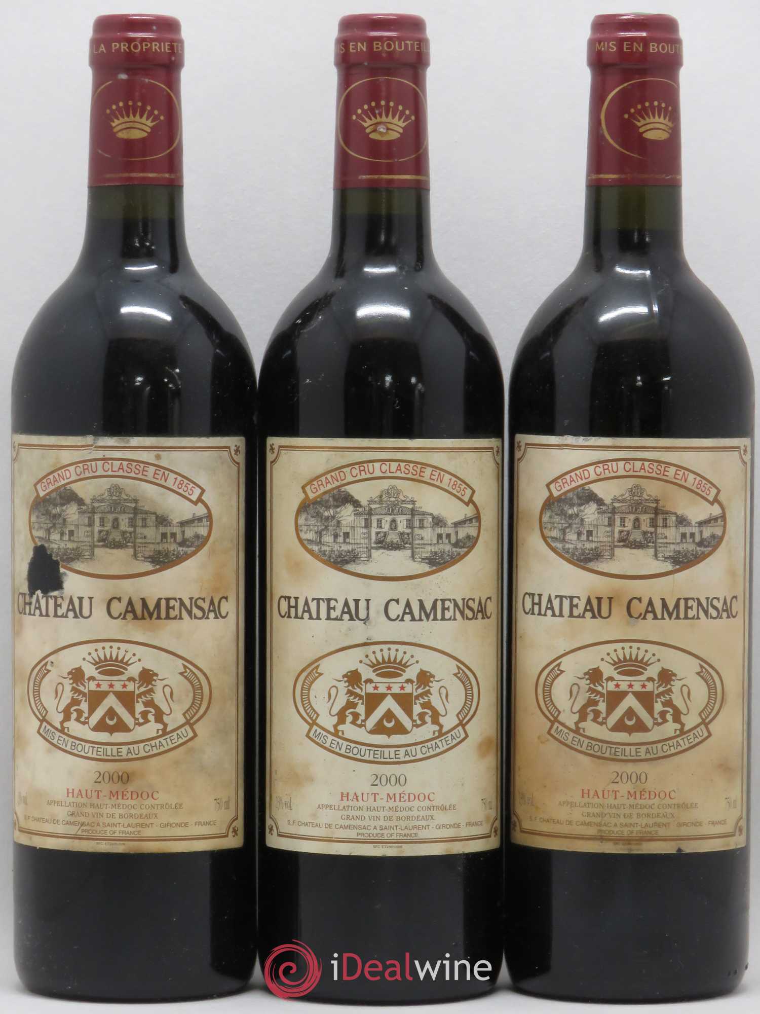 Château Camensac 5ème Grand Cru Classé 2000 - Lot de 3 bouteilles - 0