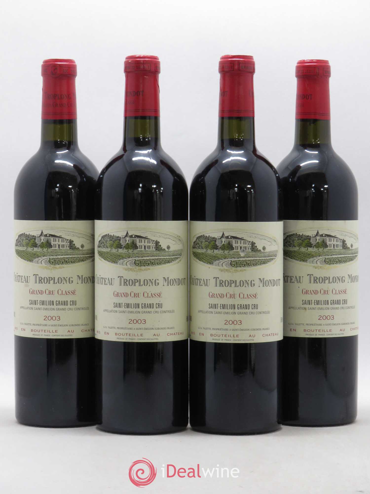 Château Troplong Mondot 1er Grand Cru Classé B 2003 - Lot de 4 bouteilles - 0