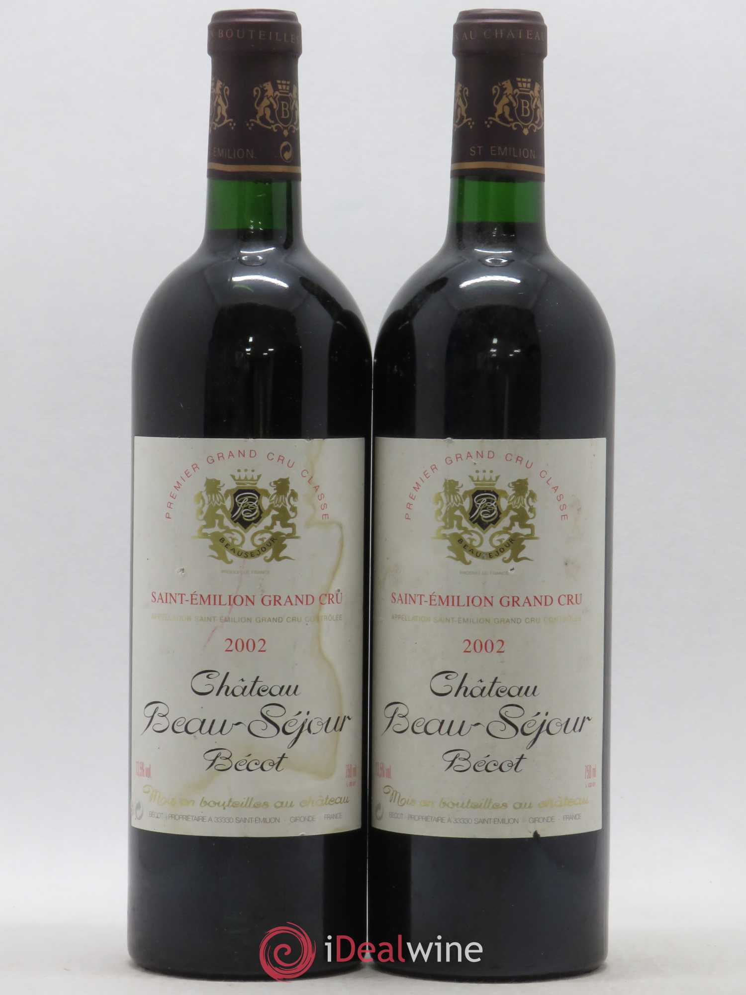 Château Beau-Séjour Bécot 1er Grand Cru Classé B 2002 - Lot de 2 bouteilles - 0