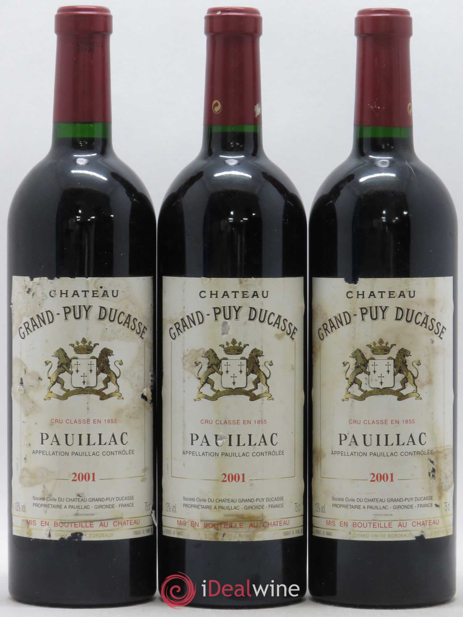 Château Grand Puy Ducasse 5ème Grand Cru Classé 2001 - Lot de 3 bouteilles - 0