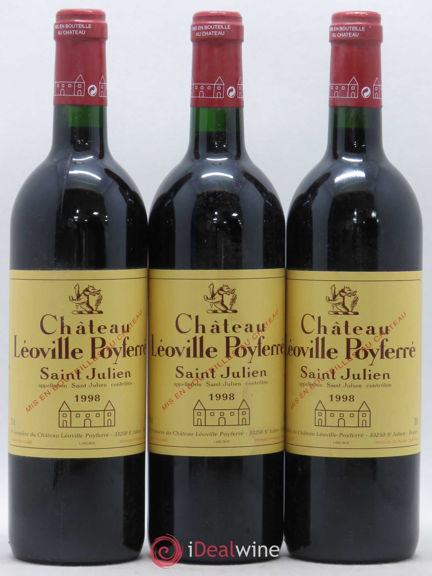 Château Léoville Poyferré 2ème Grand Cru Classé 1998 - Lot de 3 bouteilles - 0