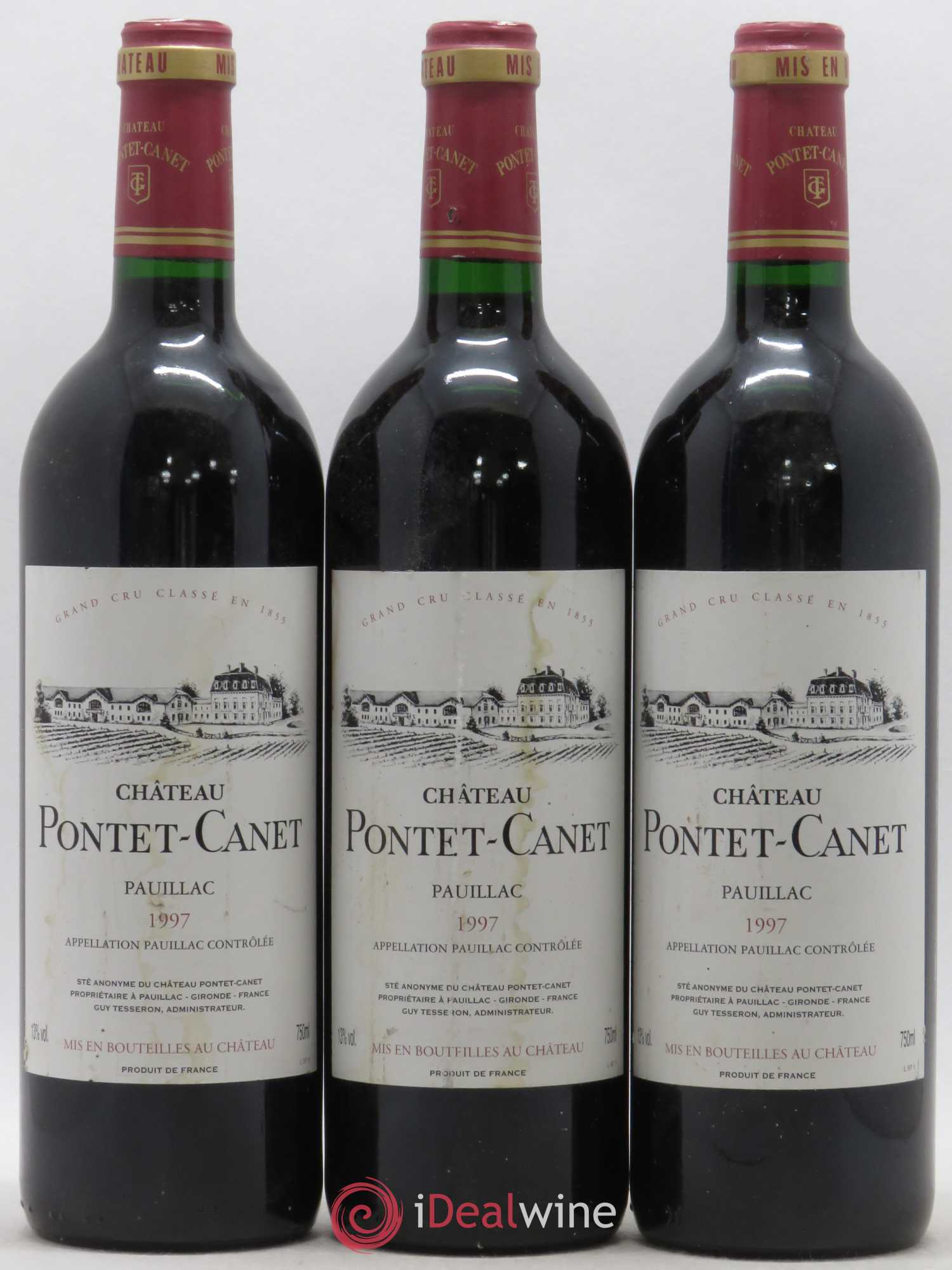 Château Pontet Canet 5ème Grand Cru Classé 1997 - Lot de 3 bouteilles - 0