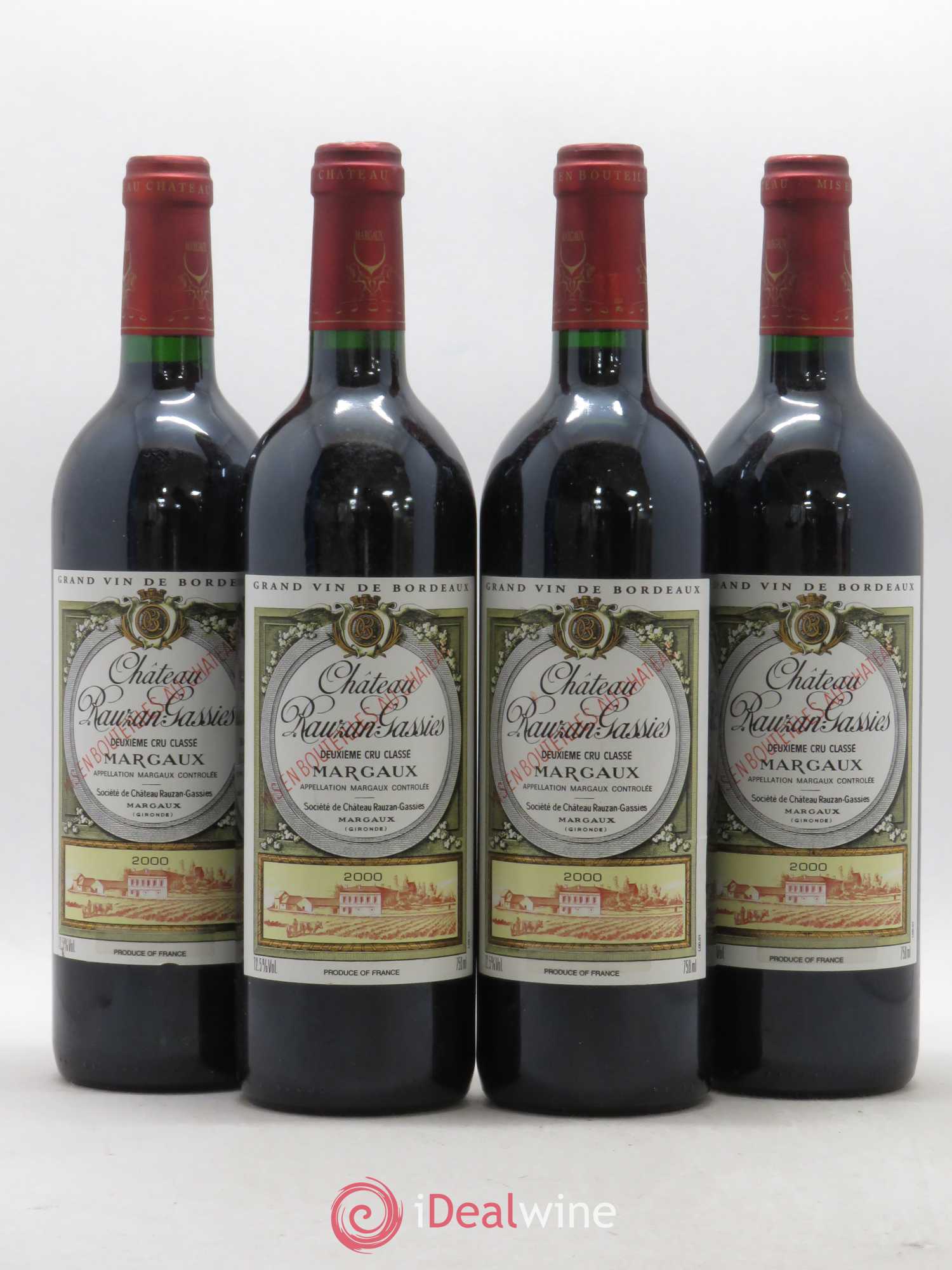 Château Rauzan-Gassies 2ème Grand Cru Classé 2000 - Lot de 4 bouteilles - 0