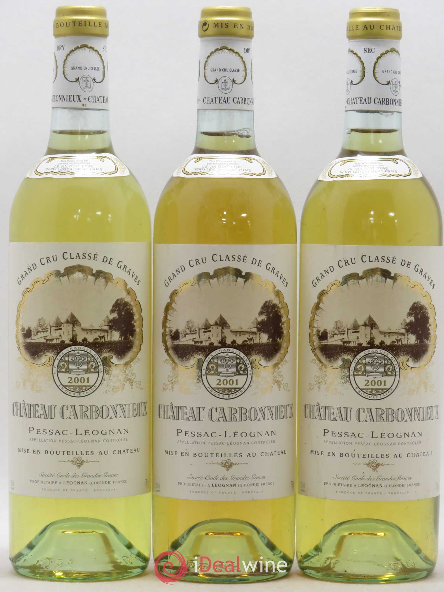 Château Carbonnieux Cru Classé de Graves 2001 - Lot de 3 bouteilles - 0