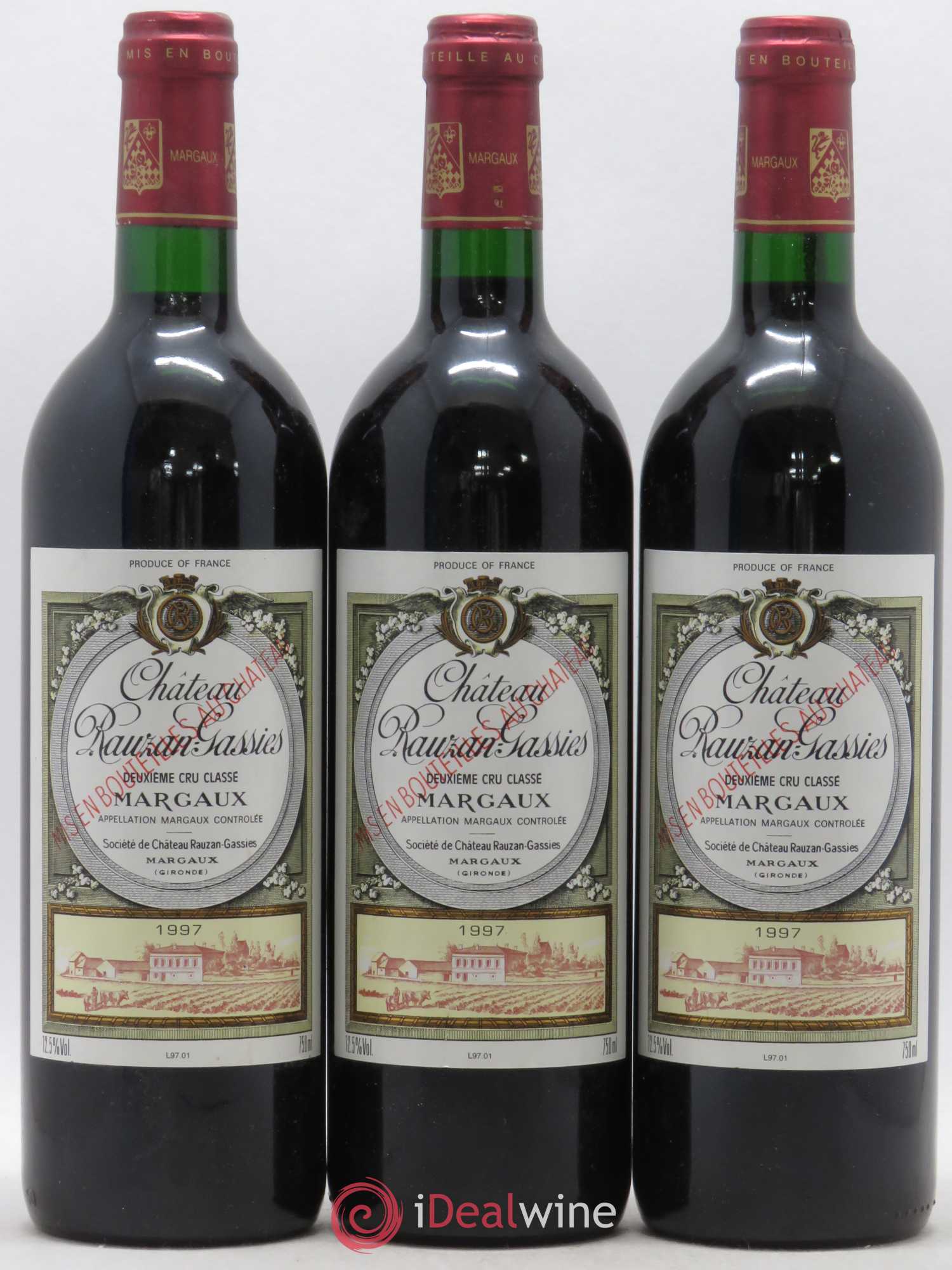 Château Rauzan-Gassies 2ème Grand Cru Classé 1997 - Lot de 3 bouteilles - 0