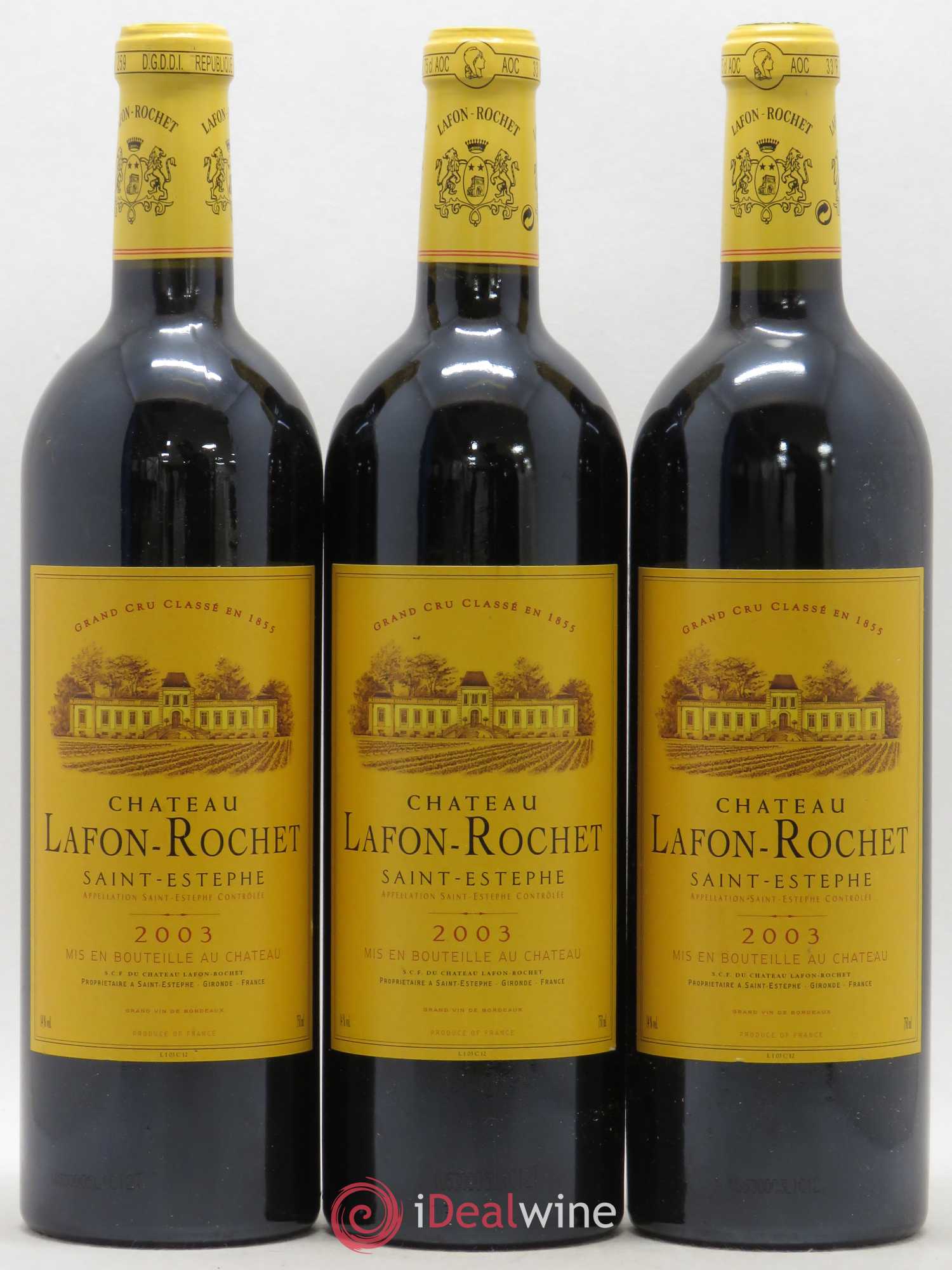 Château Lafon Rochet 4ème Grand Cru Classé 2003 - Lot de 3 bouteilles - 0