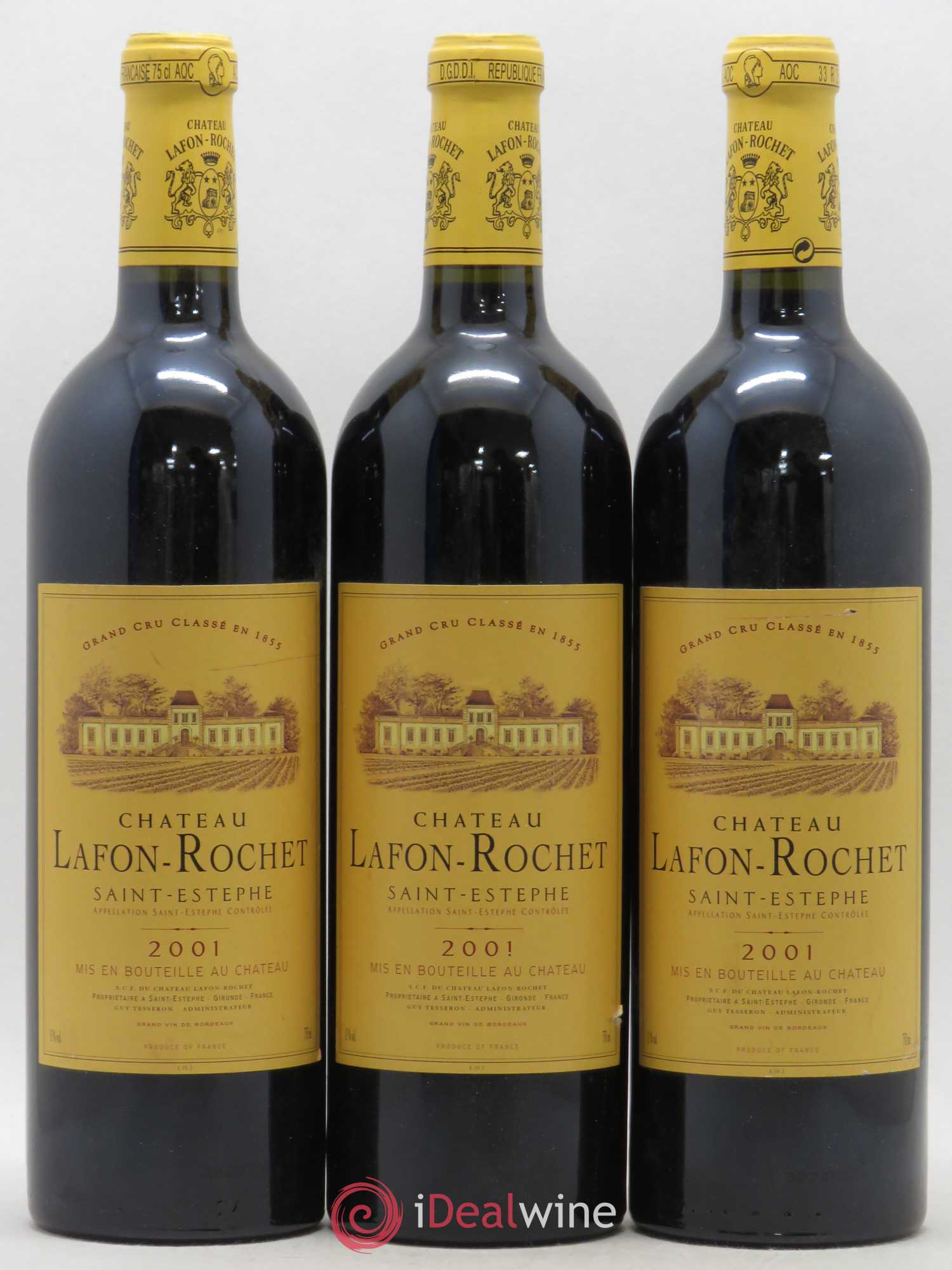 Château Lafon Rochet 4ème Grand Cru Classé 2001 - Lot de 3 bouteilles - 0
