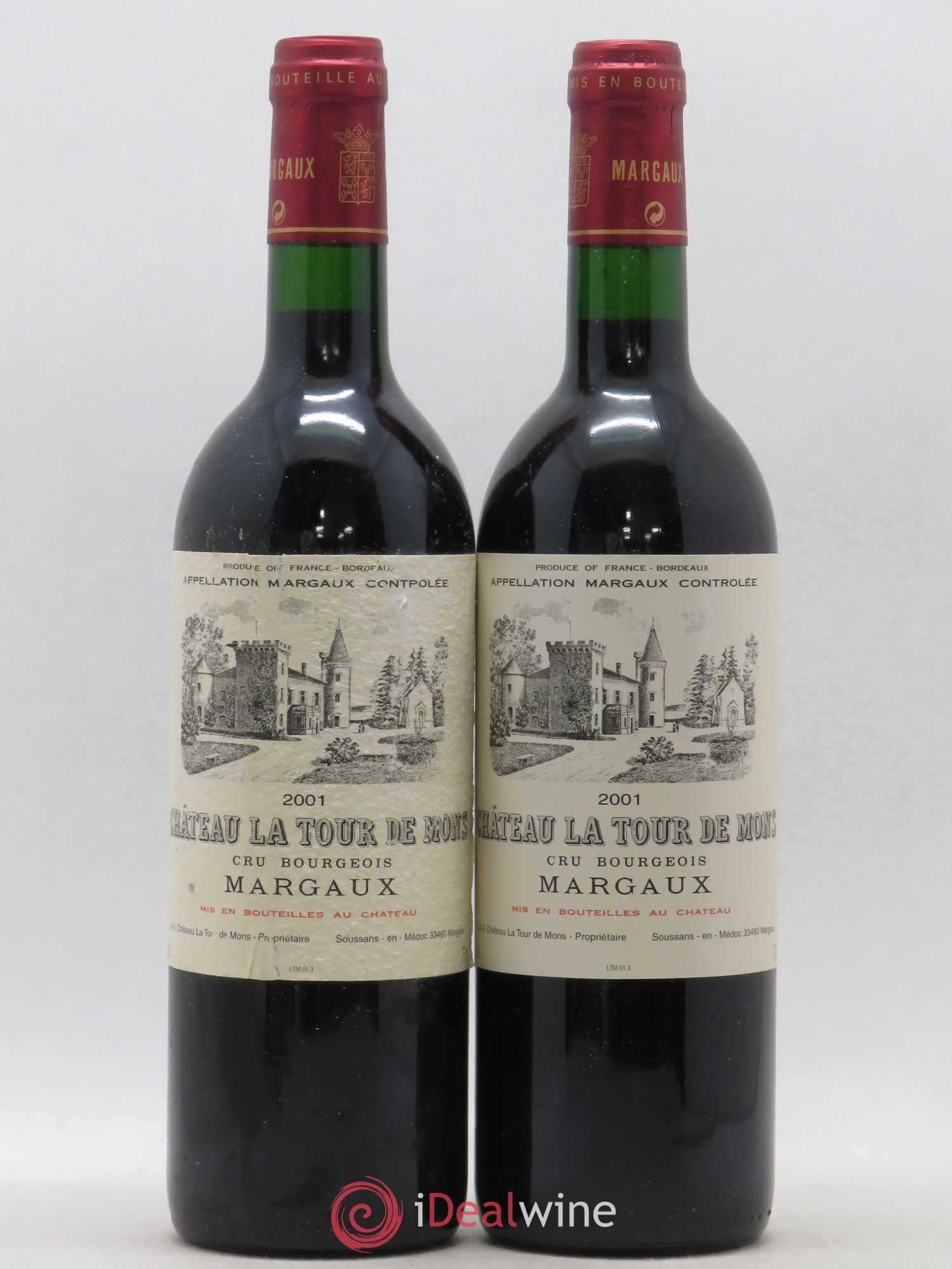 Château la Tour de Mons Cru Bourgeois 2001 - Lot de 2 bouteilles - 0